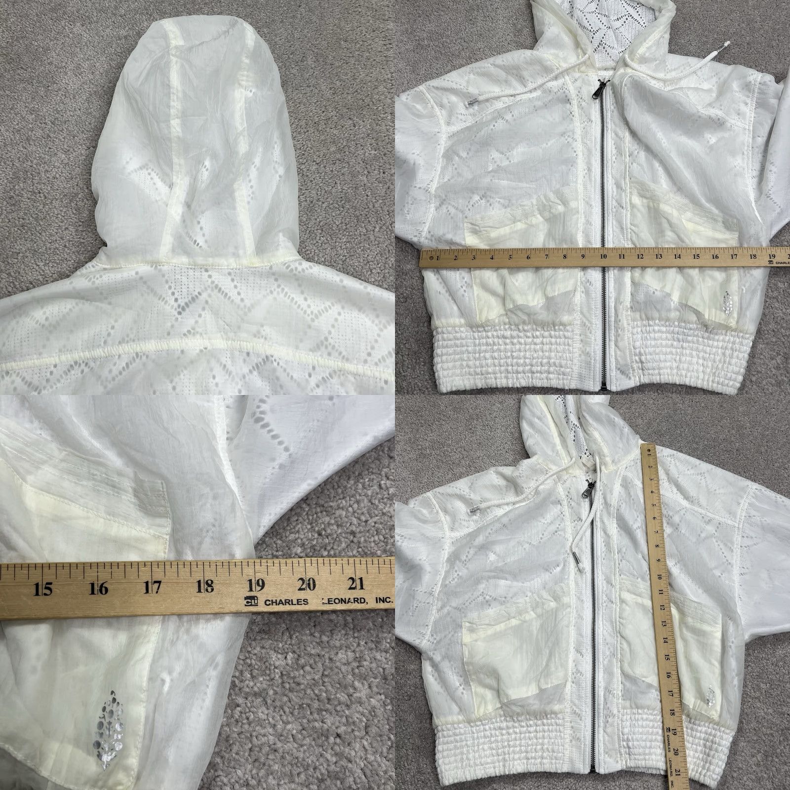 Free People VINTAGE? No. FP Free People Movement White Jacket XS Eyelet Sheer Crop Windbreaker Hoodie NWT Size XS / US 0-2 / IT 36-38 - 8 Thumbnail