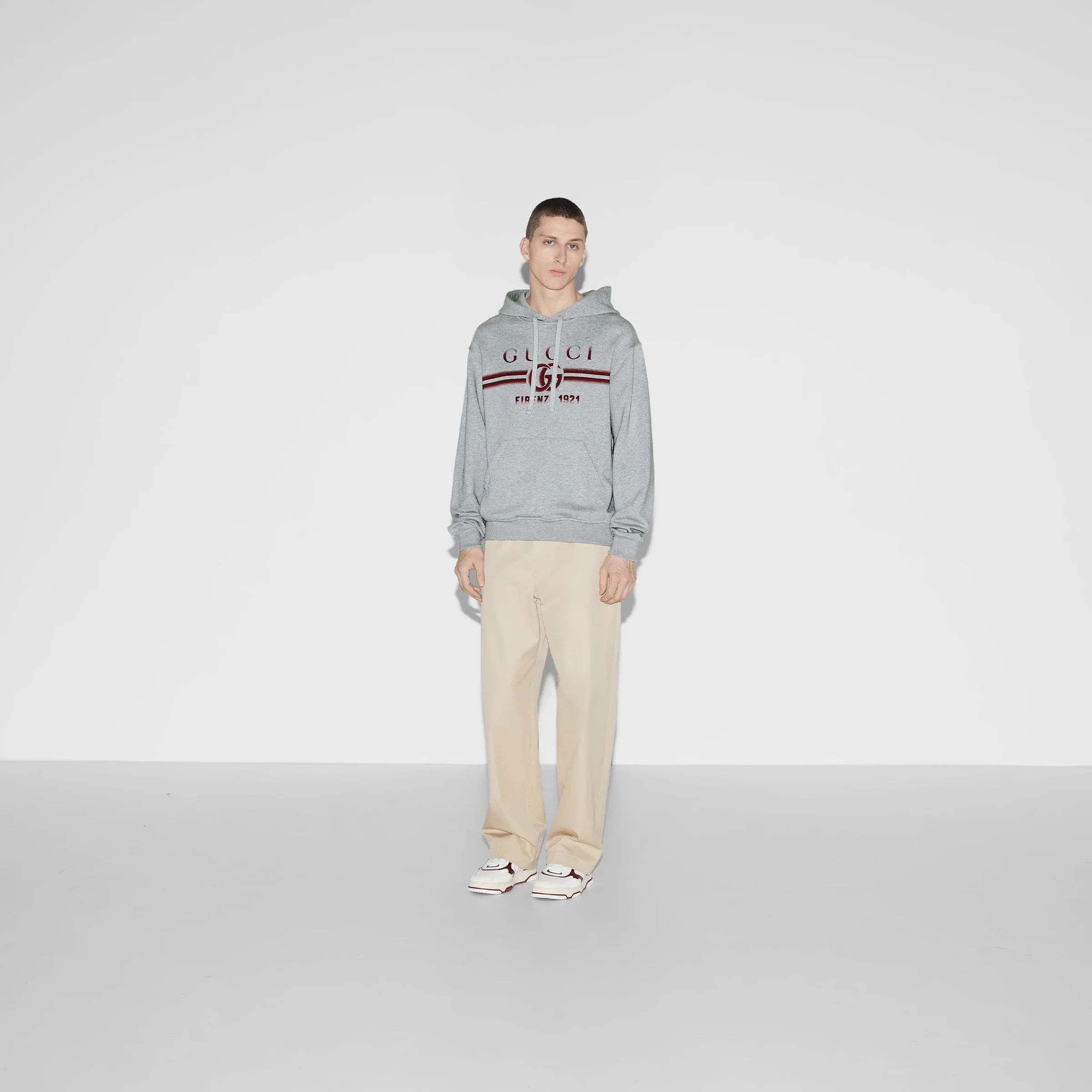 Gucci oc11z0226 Printed Cotton Jersey Hooded Sweatshirt Gray Size US XXL / EU 58 / 5 - 2 Thumbnail