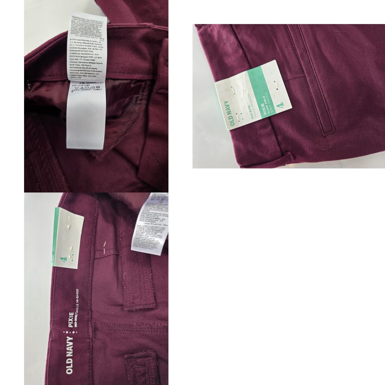 Old Navy Old Navy Women’s Mid-Rise Pixie Ankle Pants - Color Maroon - Size 4 Size 27" / US 4 / IT 40 - 8 Thumbnail