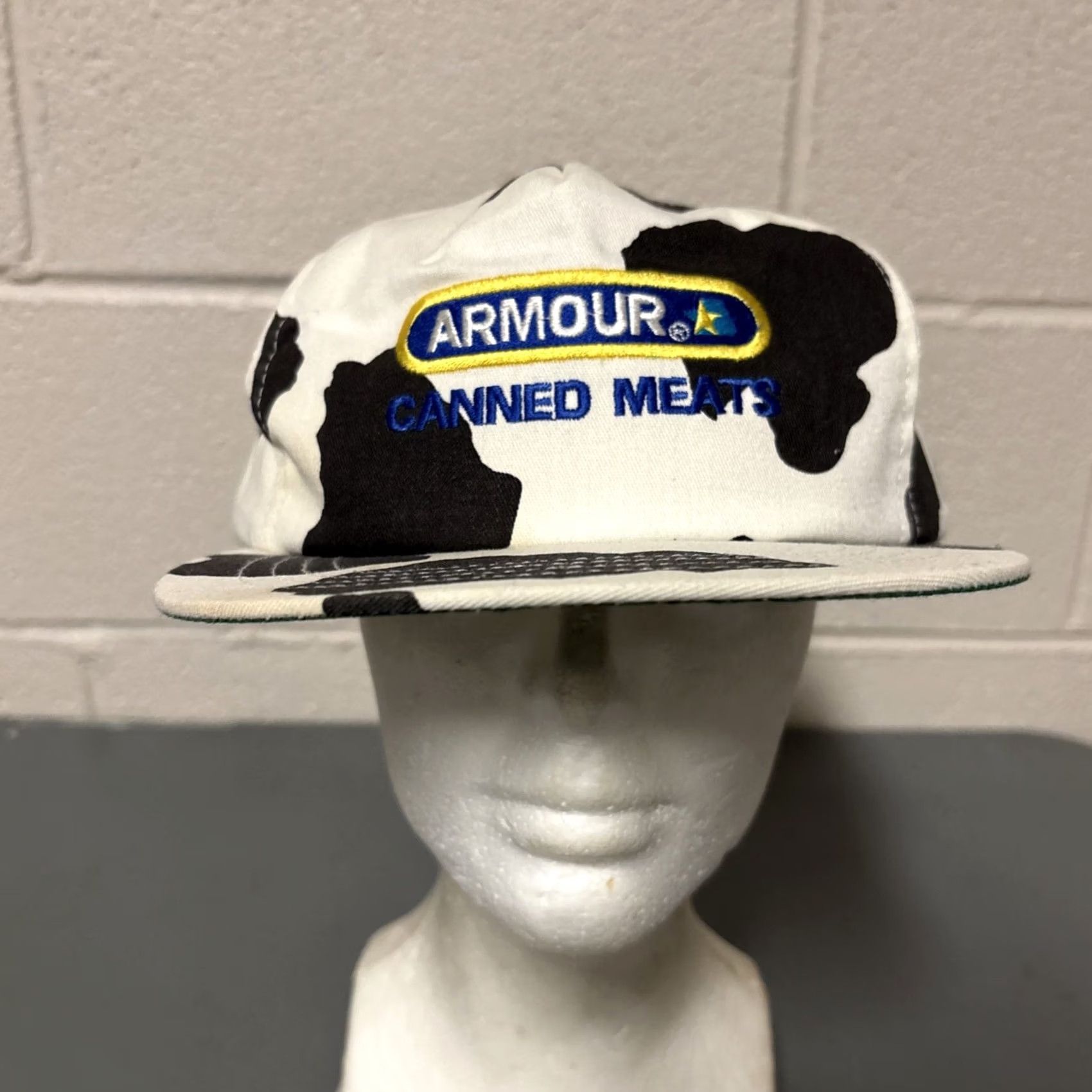 Vintage Armour Canned Meats Holstein Pattern Hat USA One Size Mens Size ONE SIZE - 2 Thumbnail