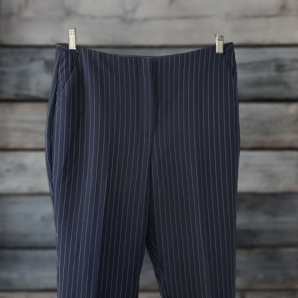 Vintage Chico's Womens Ankle Pants Sz 10 Blue White Striped High Rise Size 32" / US 10 / IT 46 - 1 Thumbnail