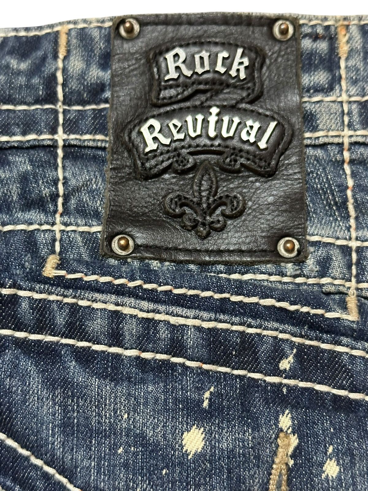 Rock Revival Vintagw Rock Revival Kurt Straight Faded Studded Denim Size US 34 / EU 50 - 9 Thumbnail