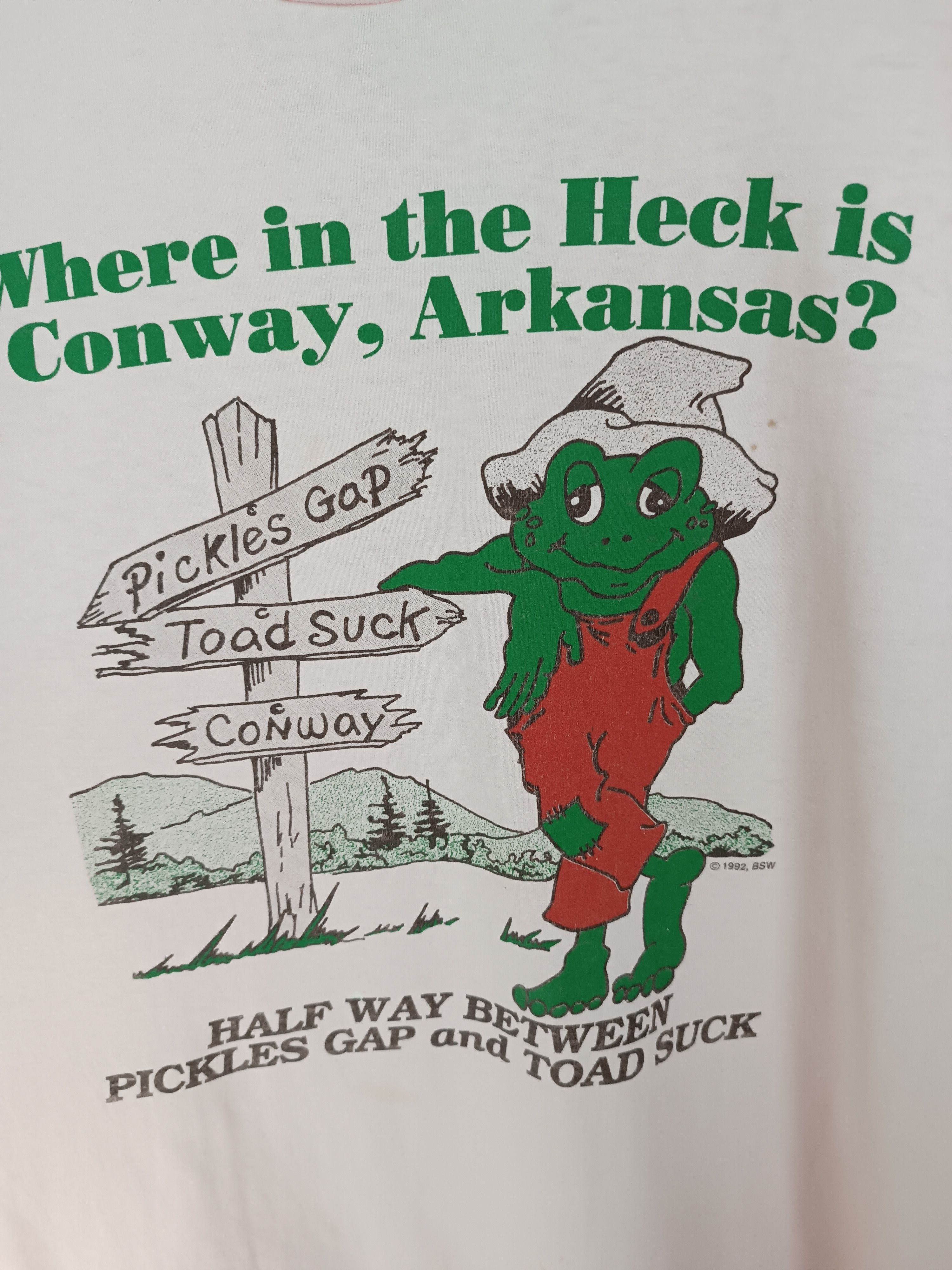 Vintage VINTAGE 90'S ADULT HUMOR CONWAY ARKANSAS GREEN FROG FUNNY TS Size US XL / EU 56 / 4 - 12 Thumbnail