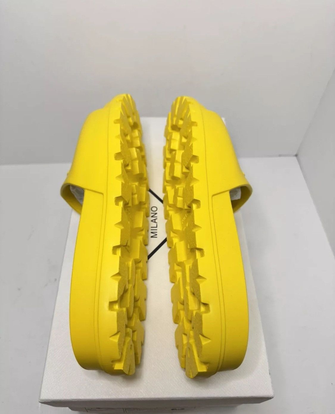Prada NIB $525 Prada Triangle Logo Embossed Rubber Slides Sandals Size US 10 / EU 43 - 4 Thumbnail