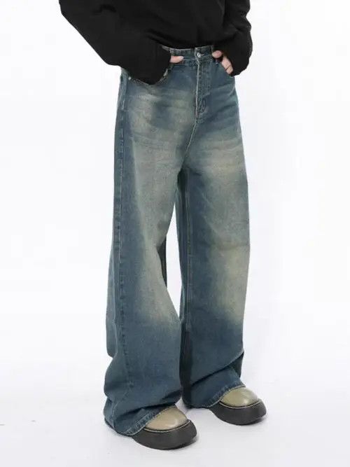 VIBE Vintage washed baggy distressed jeans Size US 34 / EU 50 - 1 Thumbnail