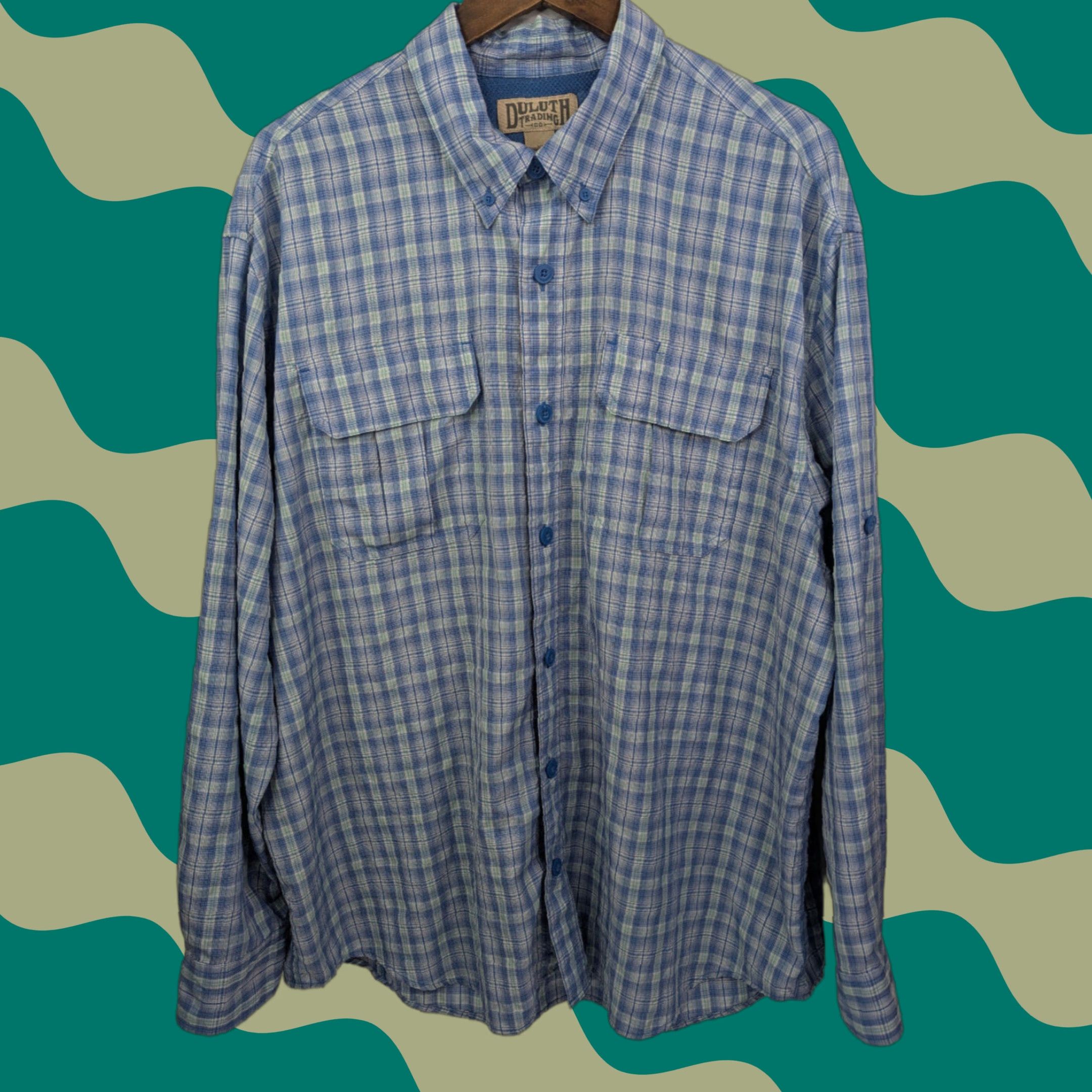 Duluth Trading Company Duluth Trading Mens XL Button-Up Blue Plaid Shirt Long Sleeve Outdoor Vented Mulit-Season? Size US XL / EU 56 / 4 - 1 Thumbnail