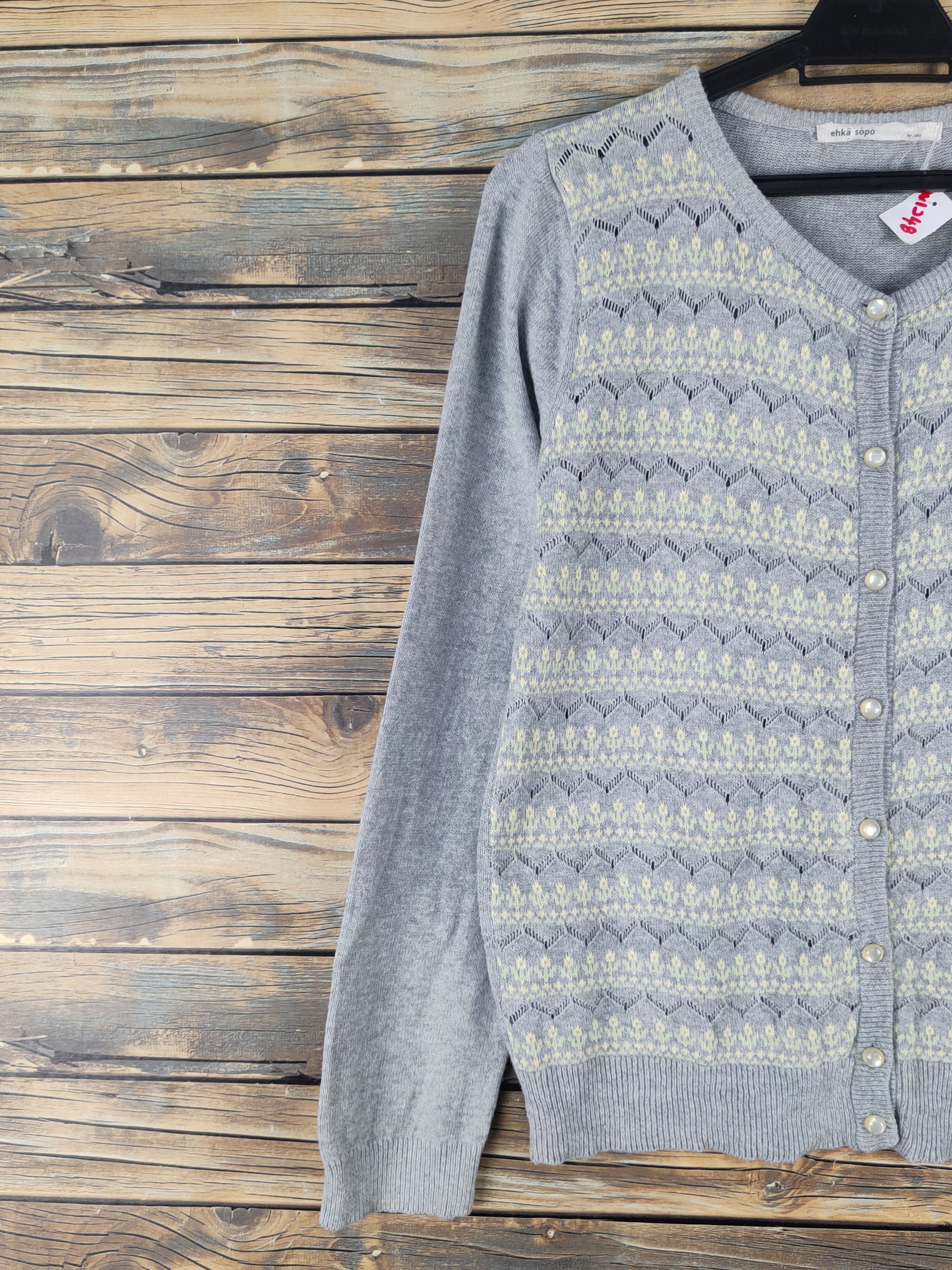 Homespun Knitwear × Japanese Brand Ehka Sopo Gray Knitwear Cardigan #W1248 Size M / US 6-8 / IT 42-44 - 3 Thumbnail