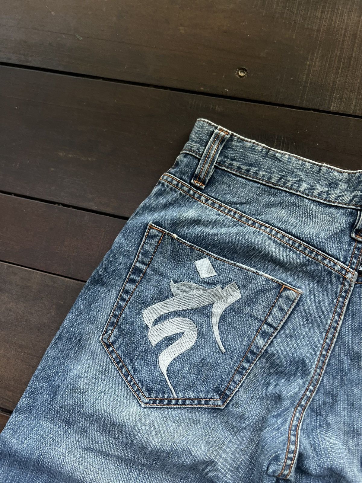 Japanese Brand NIPPON BLUE EMBROIDED EVISU STYLE JEANS Y2K Size US 30 / EU 46 - 4 Thumbnail