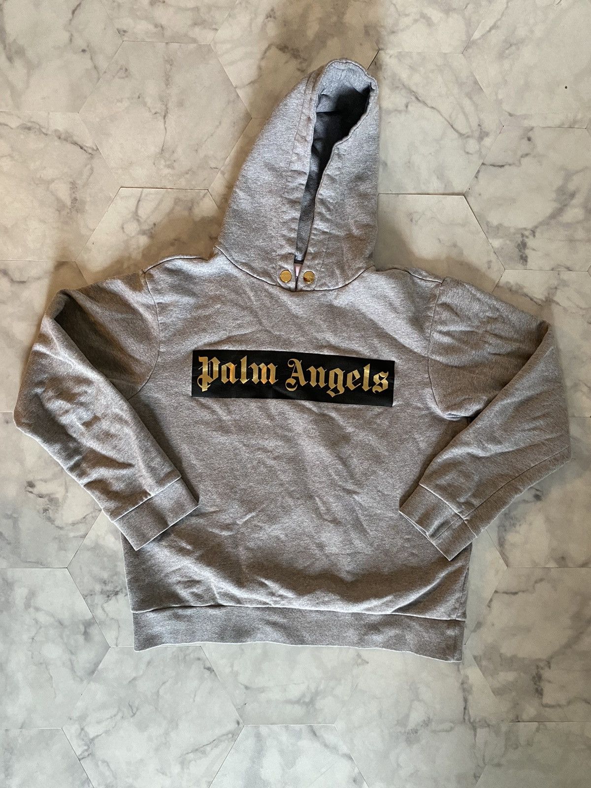 image of Palm Angels Hoodie Grey Large, Men's
