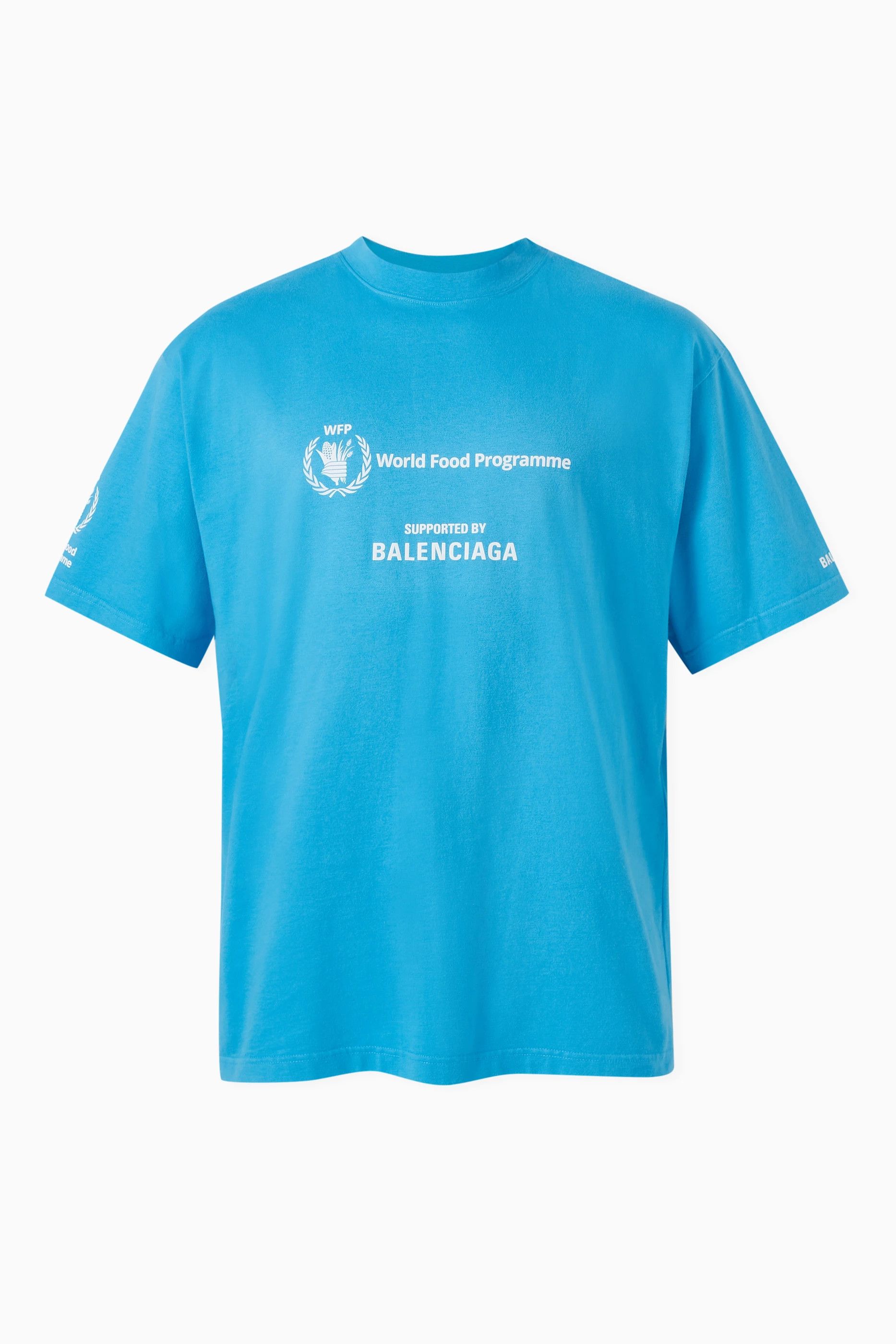 Balenciaga o1bcso1str0125 Dup / Medium Fit T-Shirt in Azure Blue/White Size US M / EU 48-50 / 2 - 1 Thumbnail