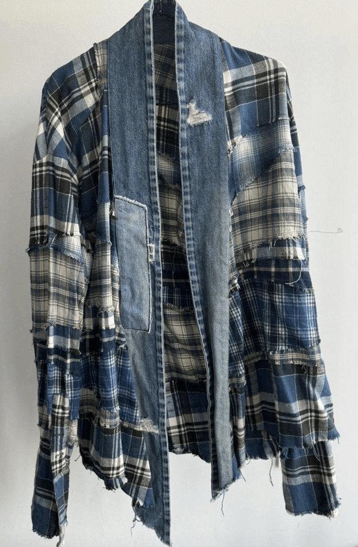 Greg Lauren Mixed Blue Kimono GL1 Size US L / EU 52-54 / 3 - 1 Thumbnail