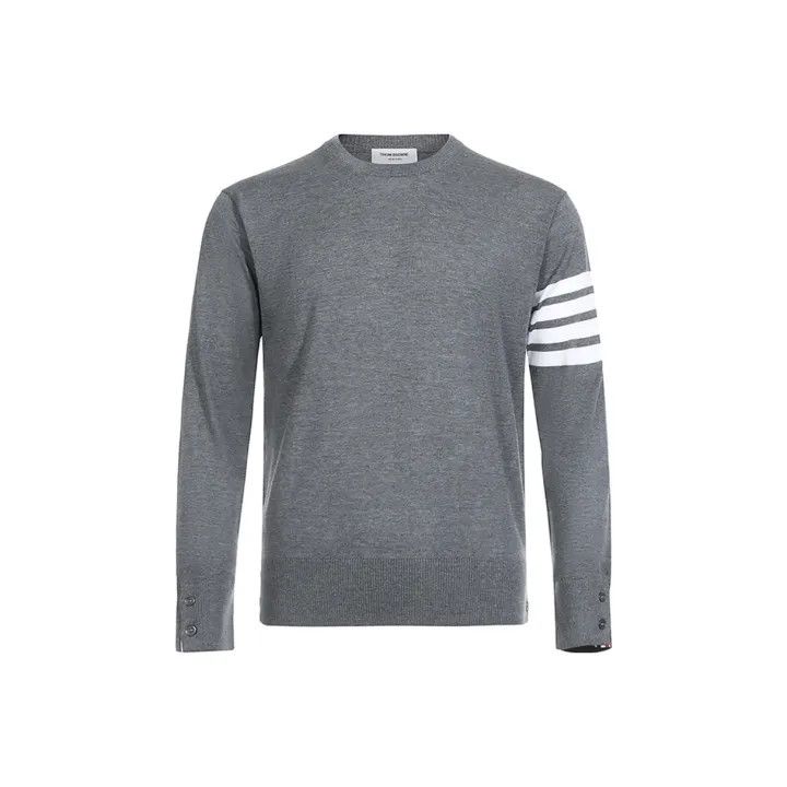 Thom Browne Thom Browne Gray Striped Long Sleeve Sweater 0079 Size US M / EU 48-50 / 2 - 1 Thumbnail