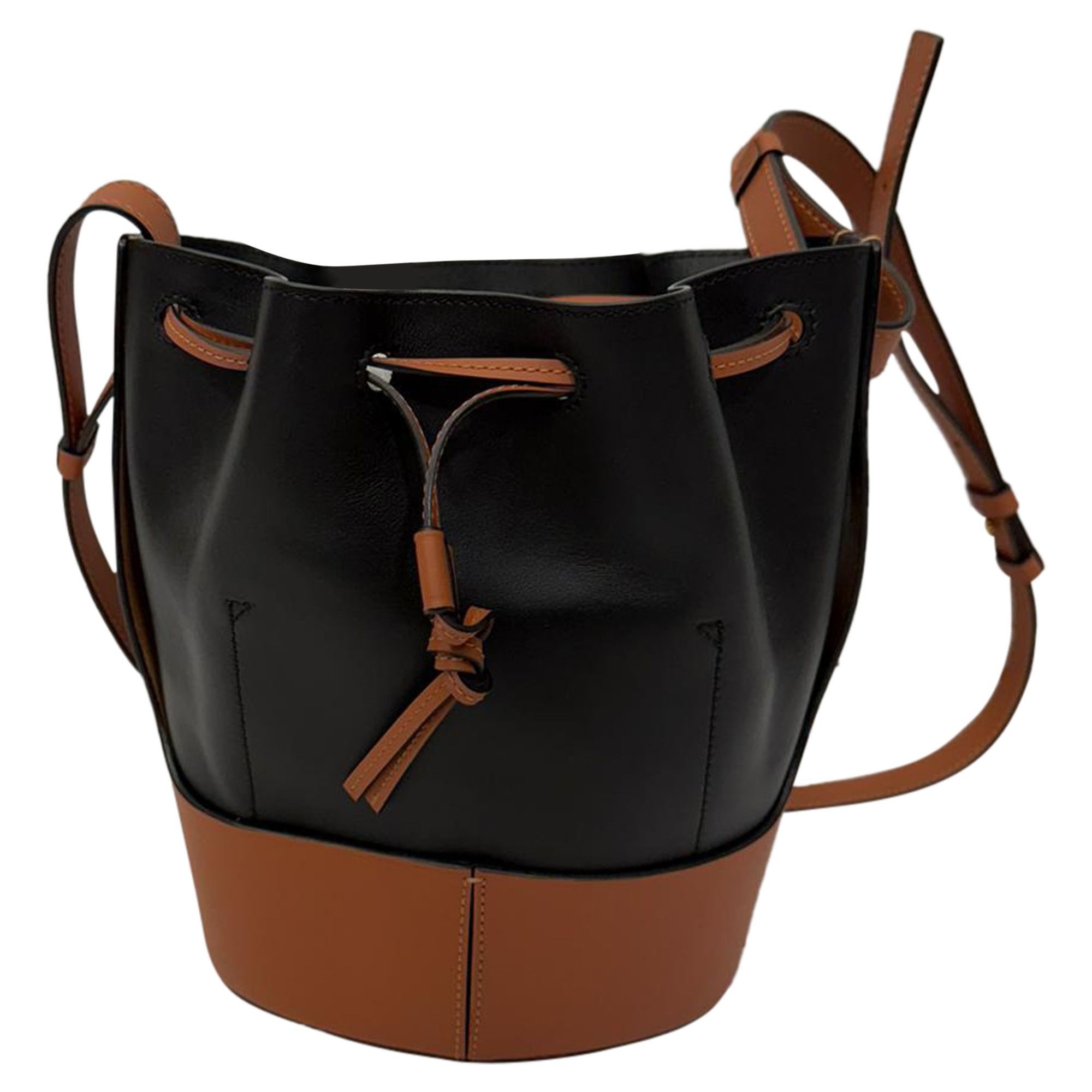 Loewe Loewe Small Balloon Bucket Bag in Black and Brown Leather Size ONE SIZE - 1 Thumbnail
