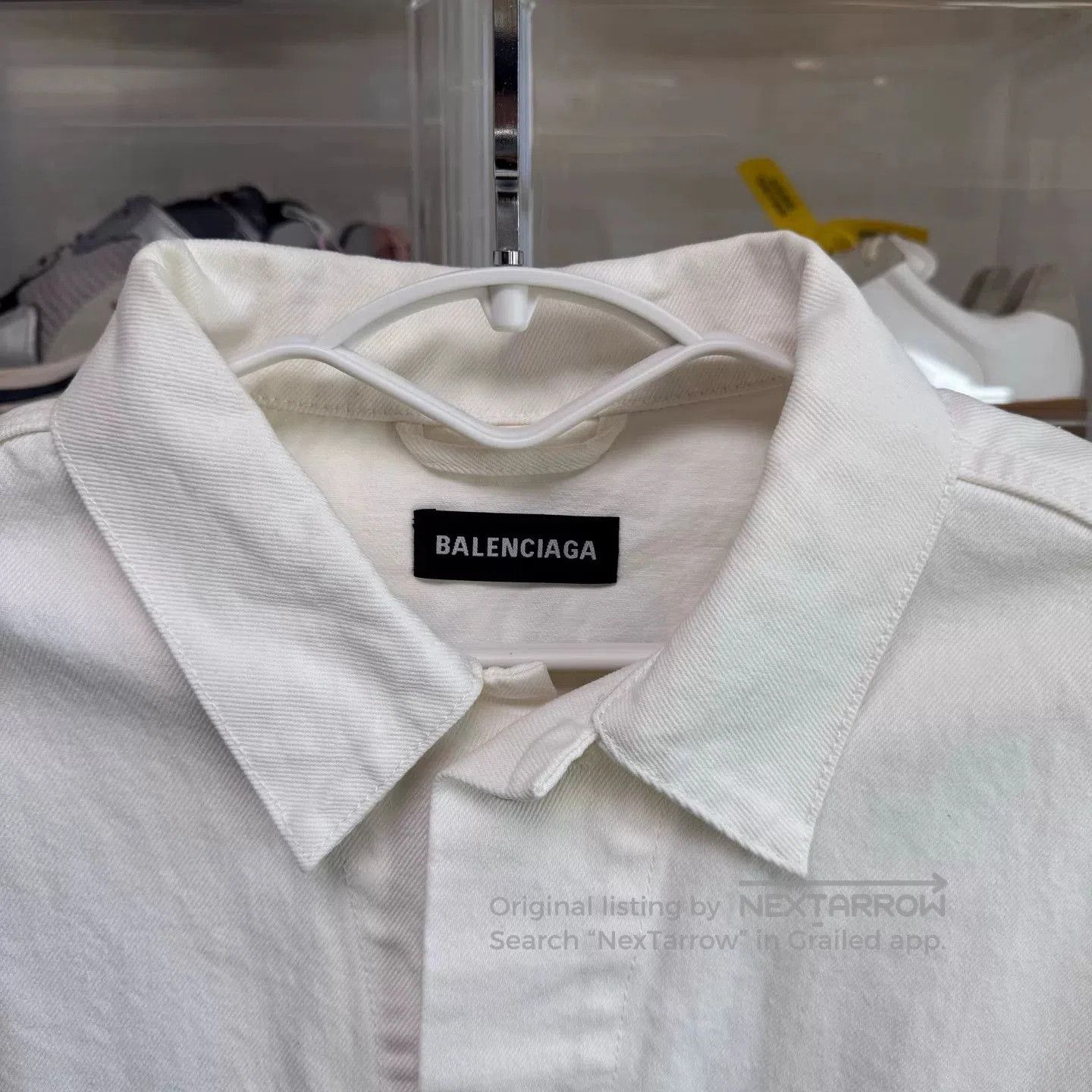Balenciaga Balenciaga White Denim Jacket with Logo. Size US L / EU 52-54 / 3 - 3 Thumbnail
