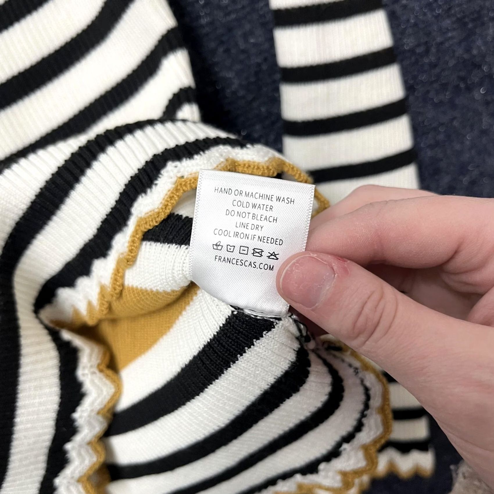 Vintage Mi Ami Sweater Womens Large White Black Stripe Ruffle Hem Puff Sleeve Crewneck Size L / US 10 / IT 46 - 5 Thumbnail