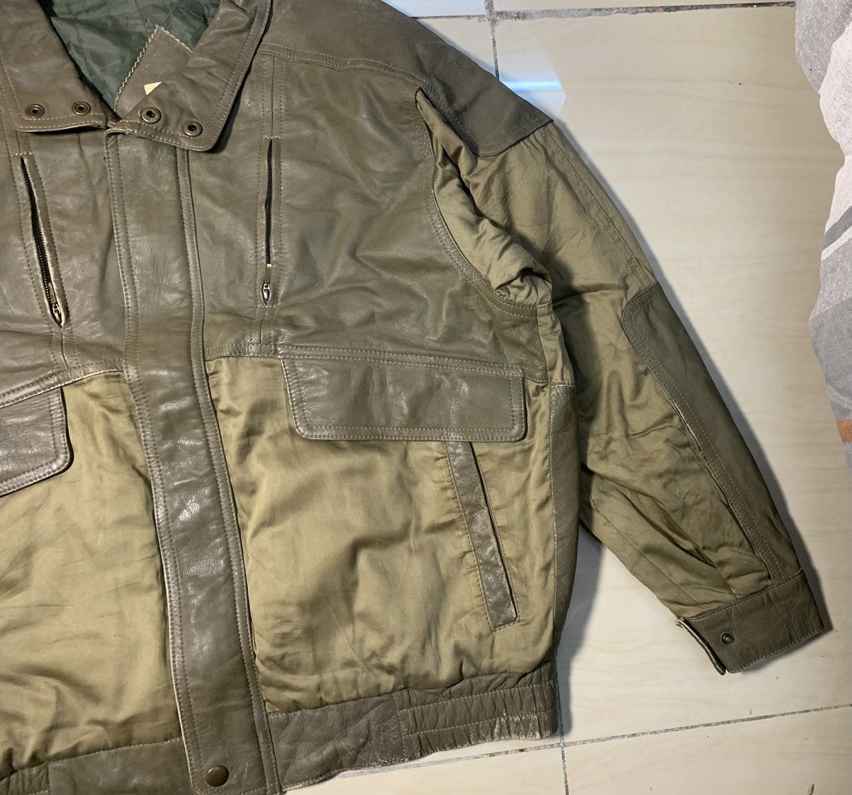 Japanese Brand RARE ORB BY MIZUNO COW LEATHER X COTTON JACKET RARE DESIGN Size US M / EU 48-50 / 2 - 4 Thumbnail