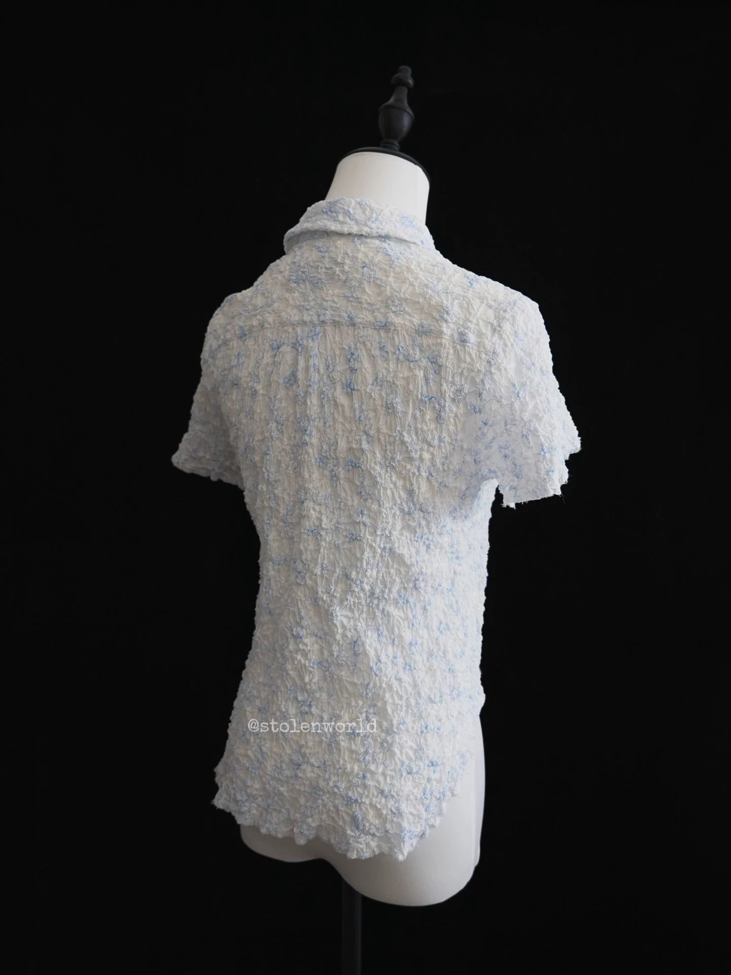 Comme des Garcons CDG tricot 2017ss Light Blue Embroidered Pleated Shirt Size M / US 6-8 / IT 42-44 - 7 Thumbnail