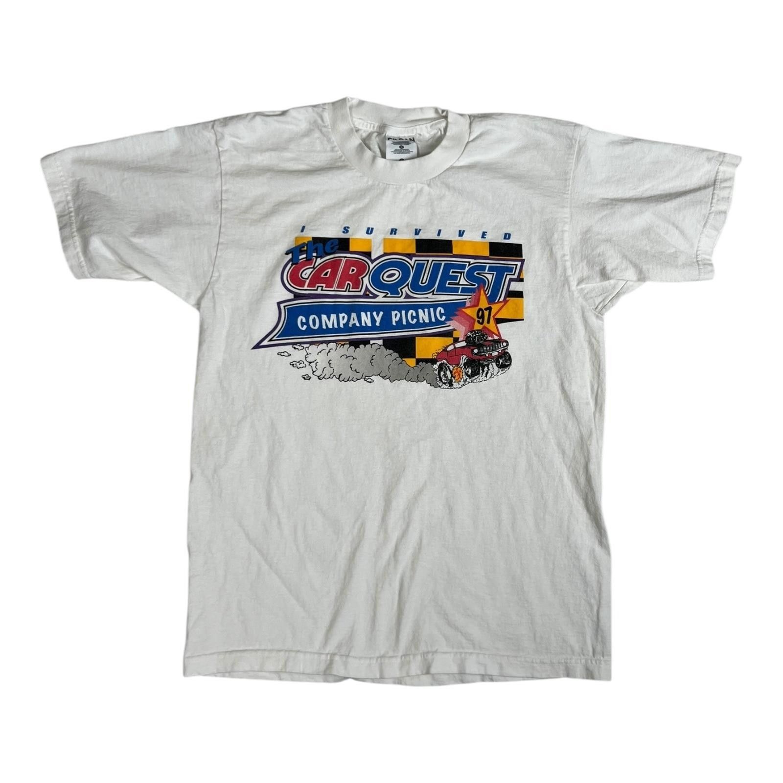 Gildan Vintage Carquest T-Shirt Mens Large White Company Picnic 199 Size US L / EU 52-54 / 3 - 1 Thumbnail