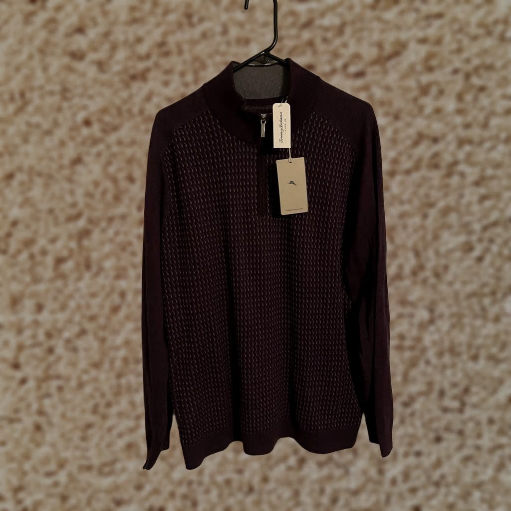 Tommy Bahama Tommy Bahama Coastal Shores Sweater Jacket Half Zip Purple Men's XLarge New! Size US XL / EU 56 / 4 - 1 Thumbnail