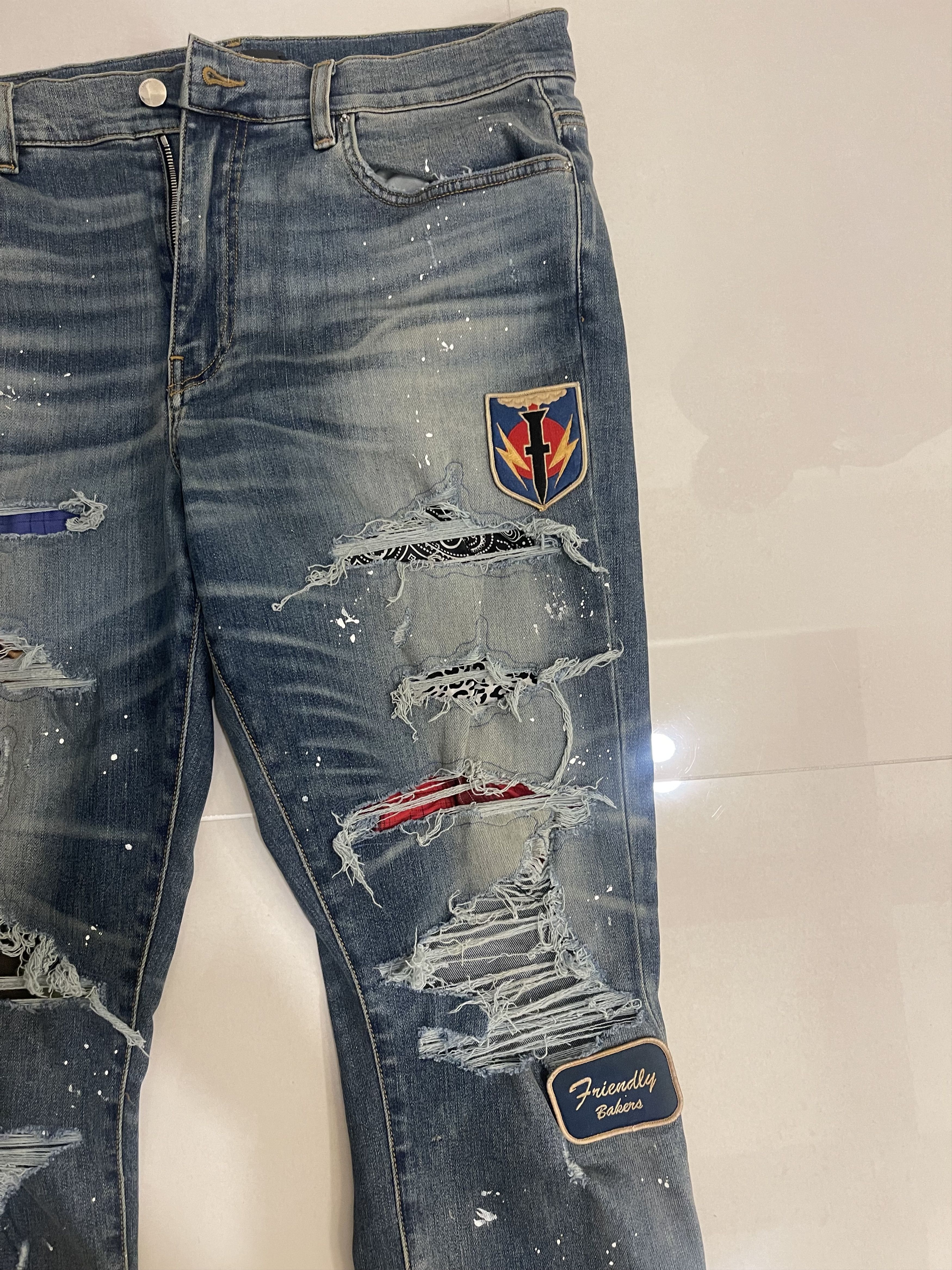 Amiri Amiri indigo art patch painted jeans Size US 38 / EU 54 - 3 Thumbnail