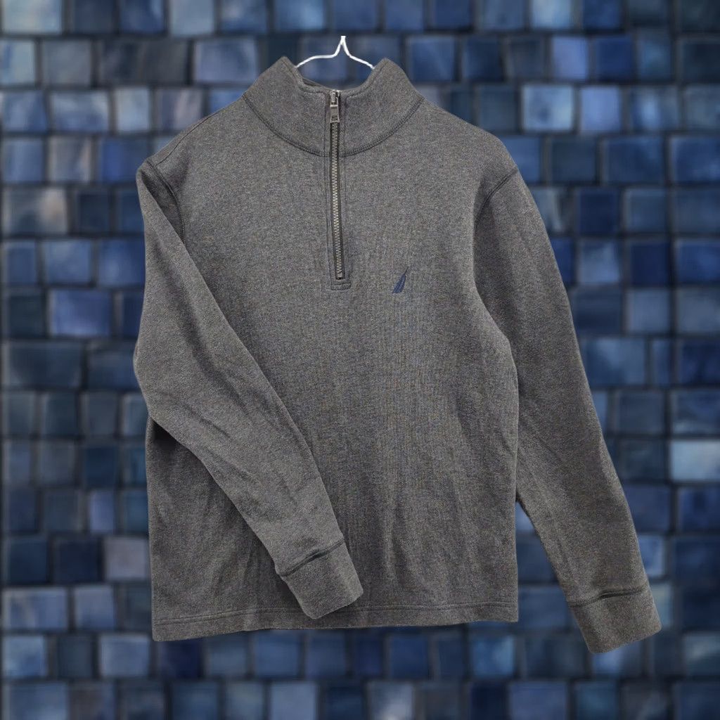 Nautica Nautica Mens Gray 1/4 Zip Pullover Sweater M Size Clothing Casual Outdoors Size US M / EU 48-50 / 2 - 1 Thumbnail