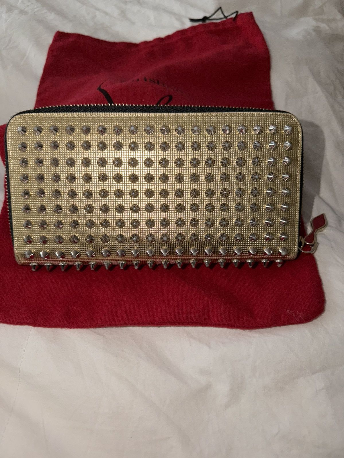 Christian Louboutin Christian Louboutin Panettone metallic gold spiked wallet Size ONE SIZE - 2 Thumbnail