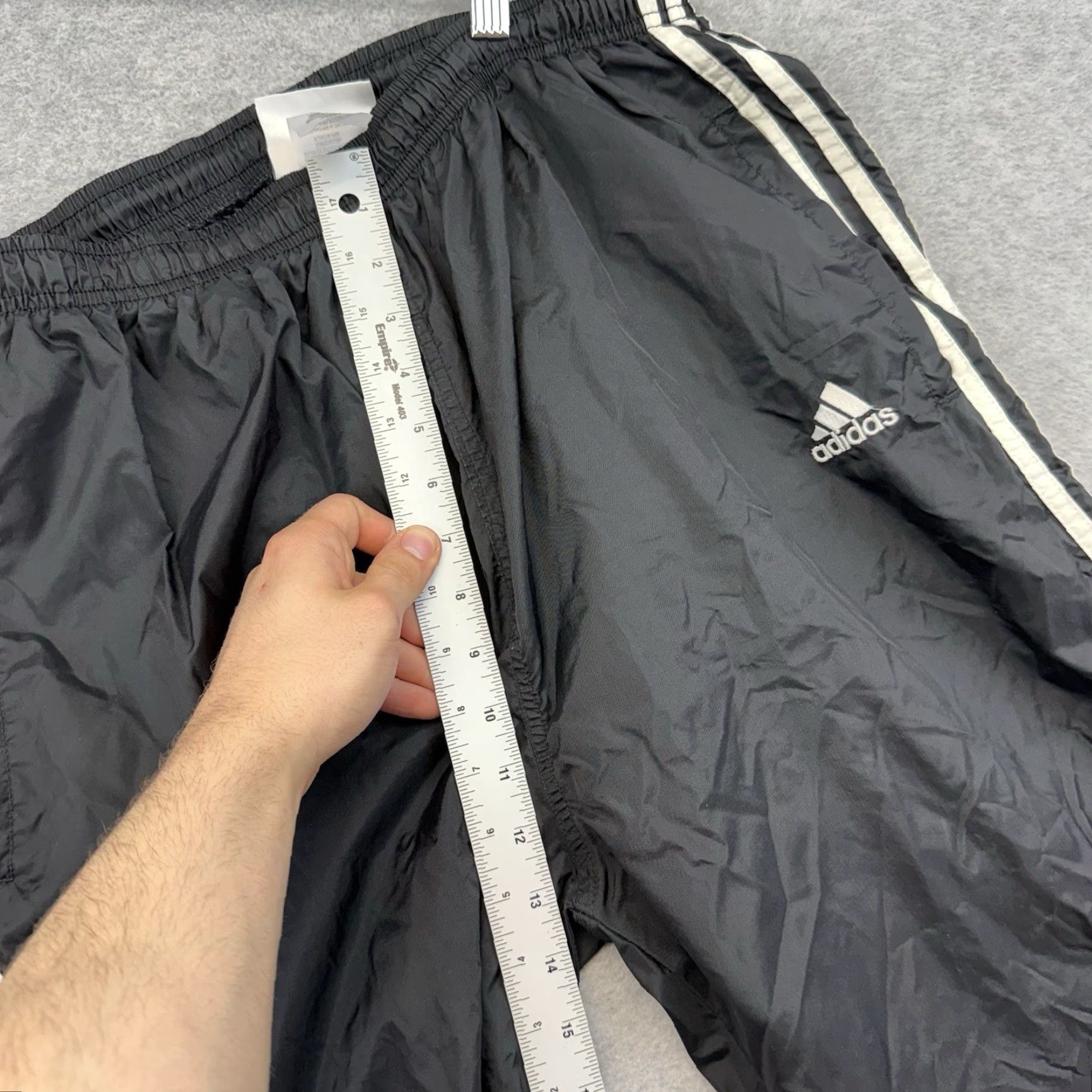 Adidas VINTAGE adidas Track Pants Mens L Black White 3 Stripe Hip Hop Y2K Baggy Striped Size US 33 - 7 Thumbnail
