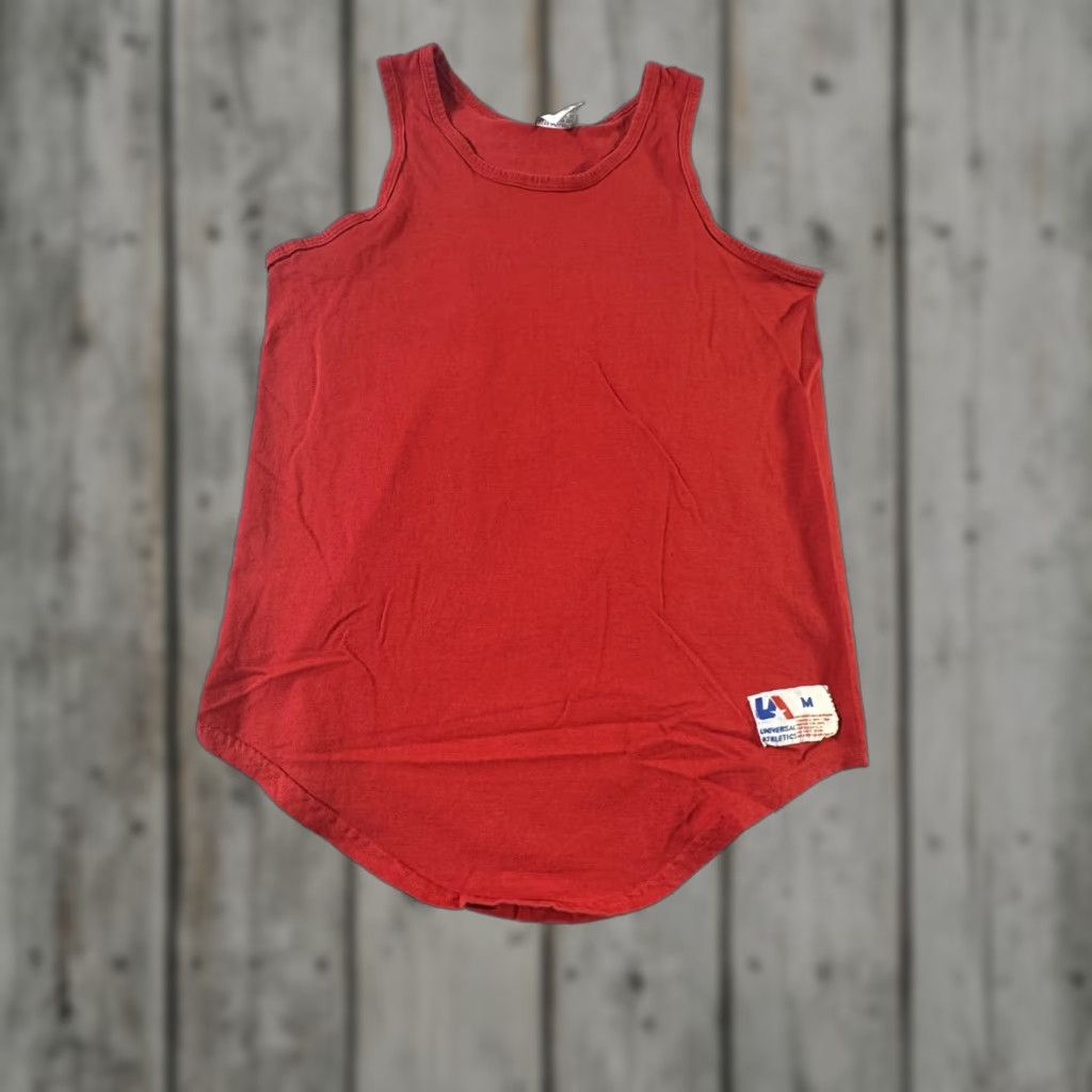 Vintage VINTAGE Universal Athletics Shirt Mens Medium Sleeveless Tank Top 80s Athletic Red Crew Neck Cotton Size US M / EU 48-50 / 2 - 1 Thumbnail