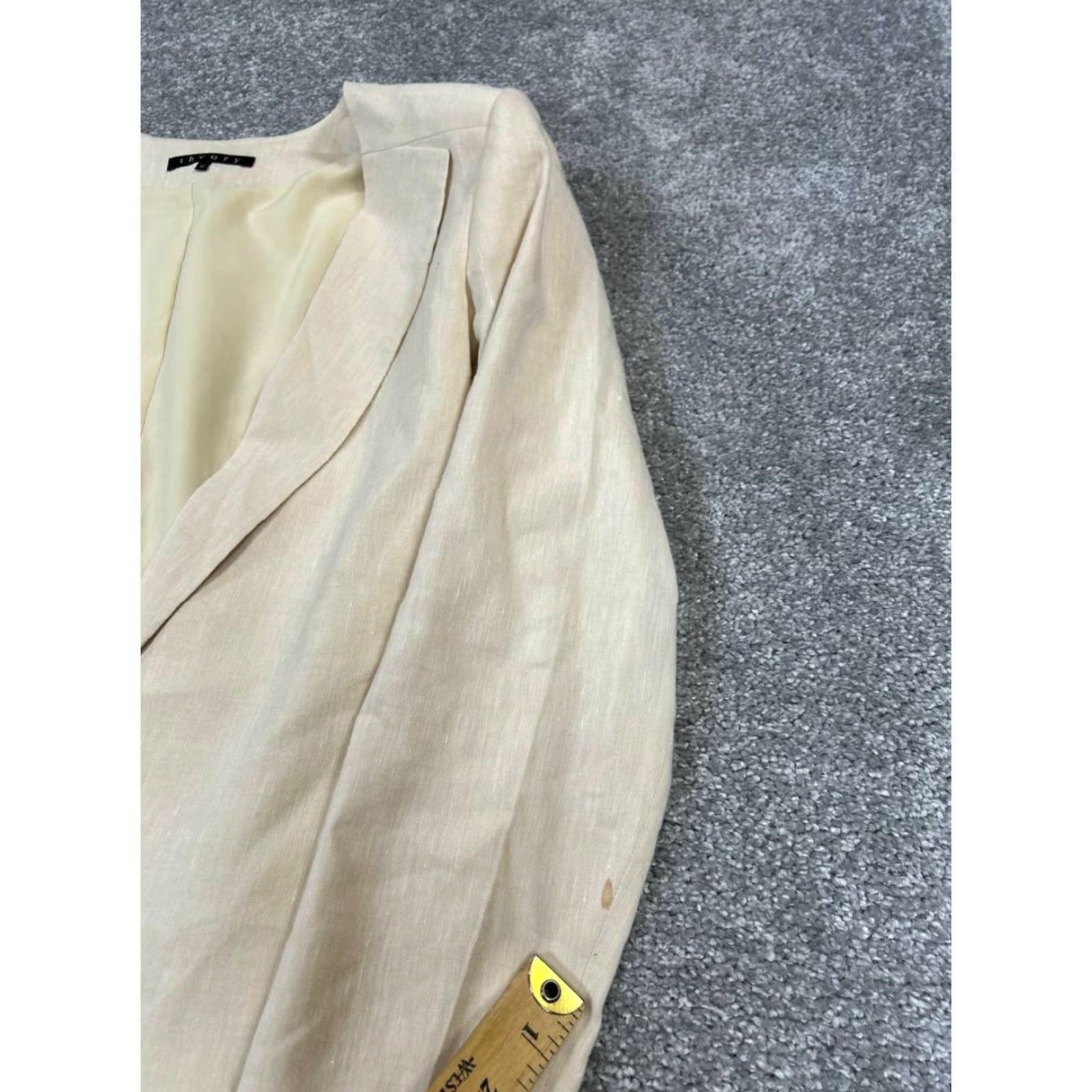Theory Theory Jacket Womens 12 Beige Wool Blend Open Front Sports Coat Size XL / US 12-14 / IT 48-50 - 5 Thumbnail