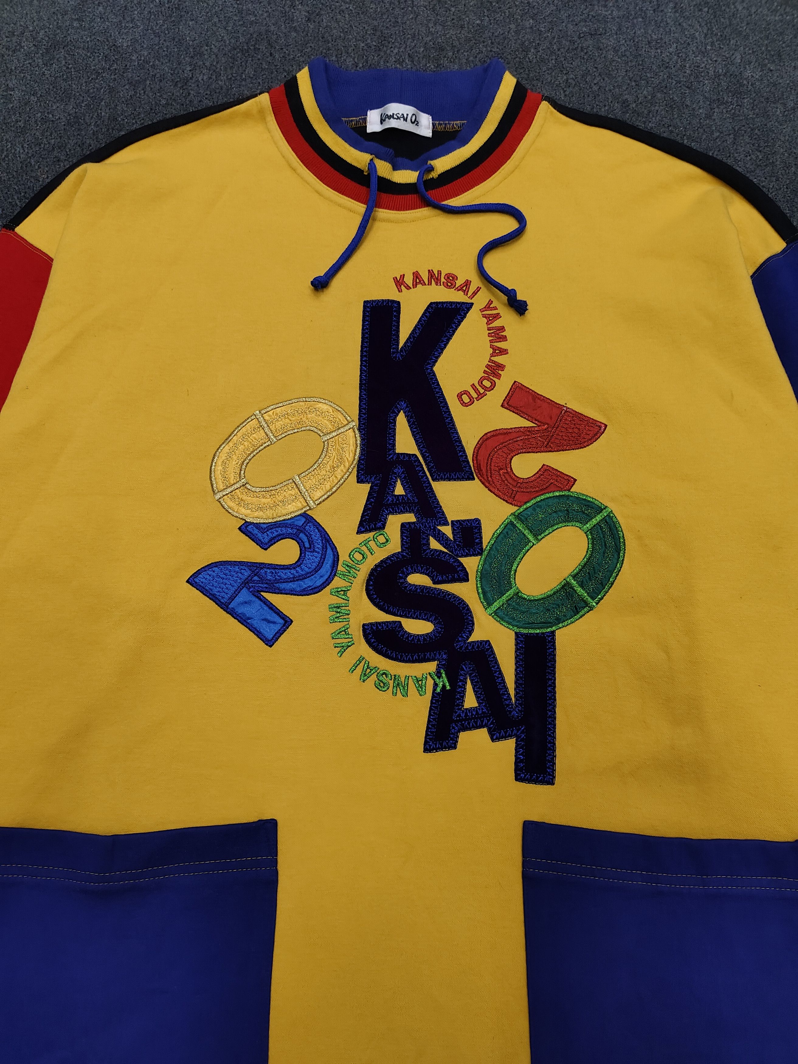 Kansai Yamamoto RARE 🇯🇵 Vtg 80s Kansai O2 Embroidered Spellout Sweatshirt Size US L / EU 52-54 / 3 - 2 Thumbnail