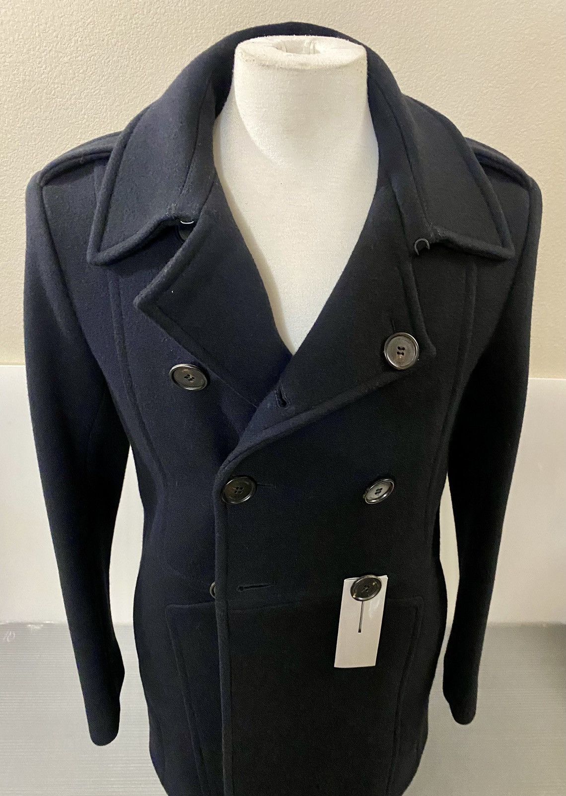 Dior Dior Homme 🇮🇹 x Hedi Slimane Navy Felted Wool Peacoat 48 NWT Size US M / EU 48-50 / 2 - 16 Thumbnail