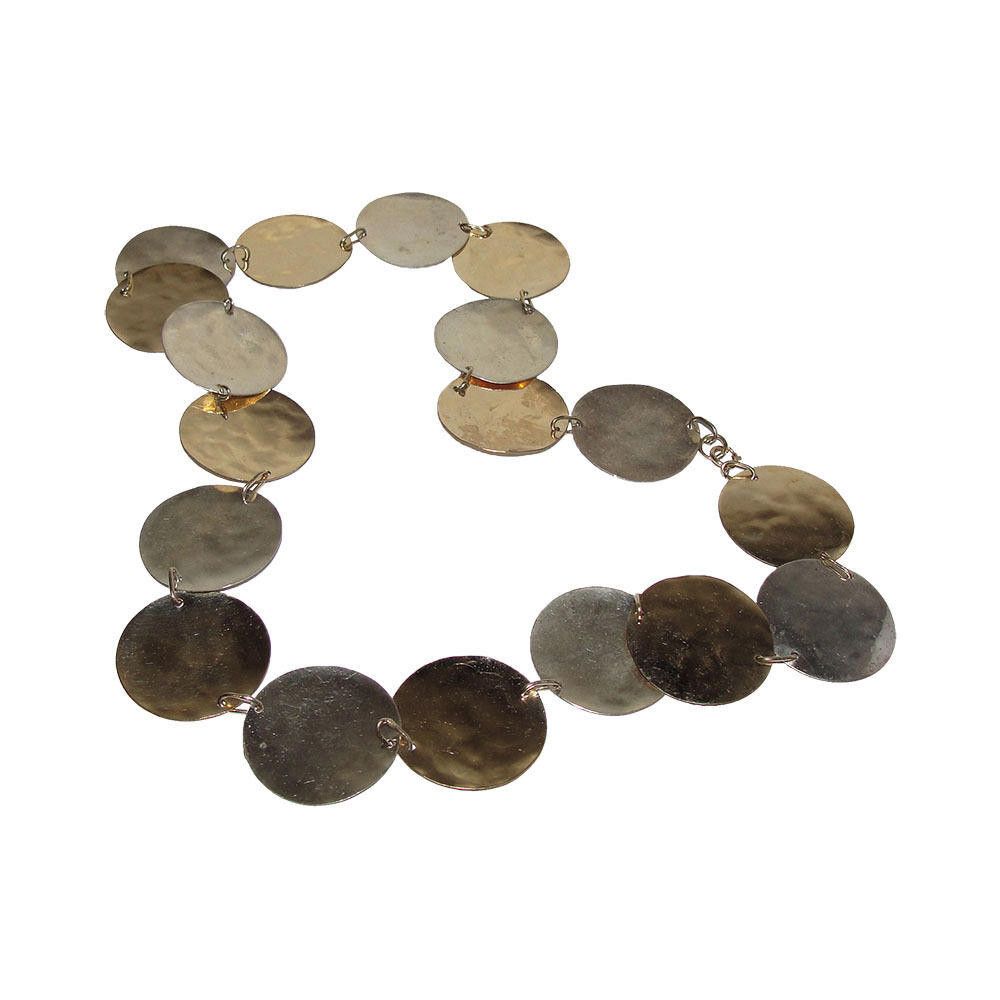 Designer Sterling and 12 kt Gold Filled Hammered Disc Coin Necklace Size ONE SIZE - 1 Thumbnail