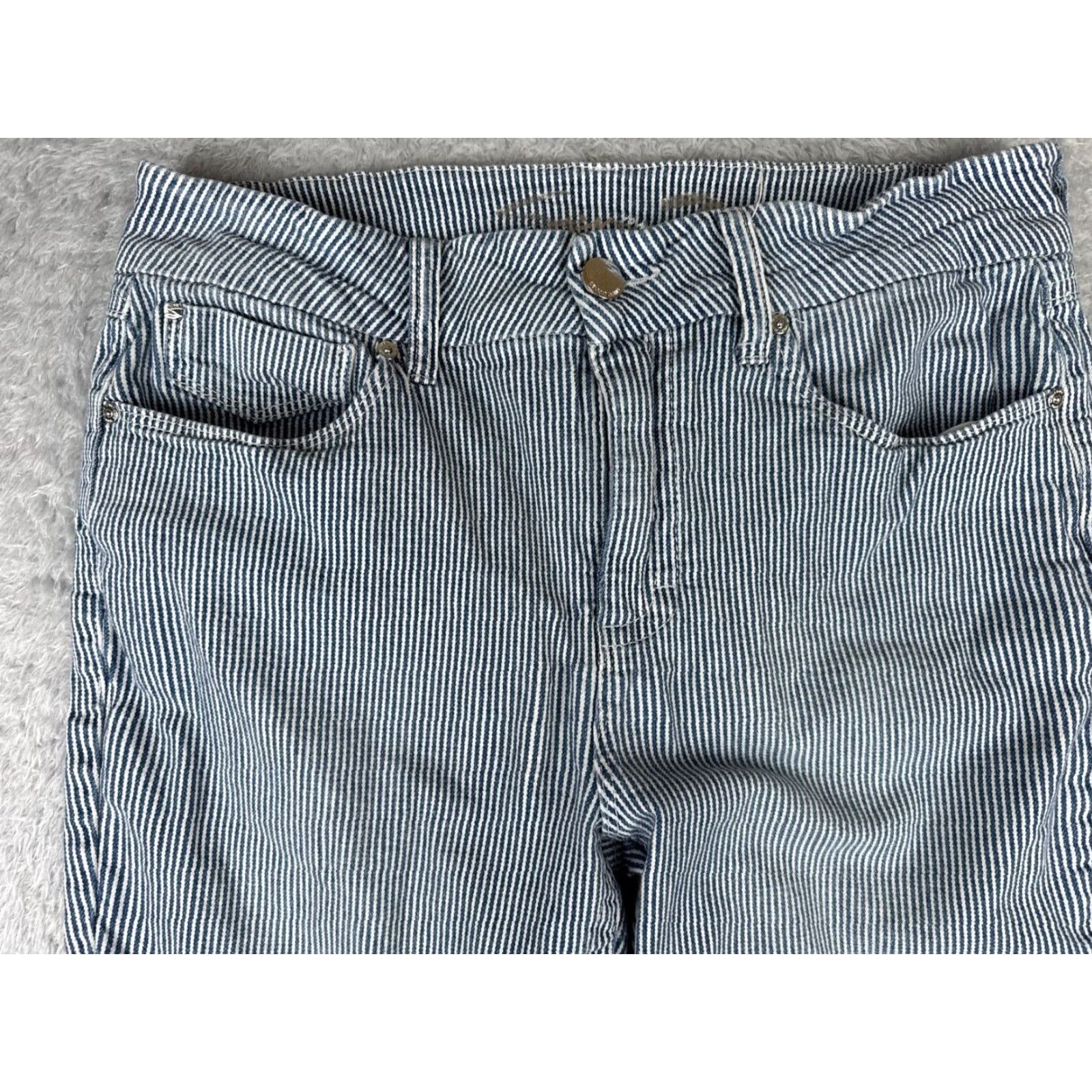 Vintage Seven7 Jeans Women High Rise Blue White Stripe Denim Skinny 32x28 Regular 12 Adult Jeans Womens Girls? Size 34" / US 12 / IT 48 - 5 Thumbnail