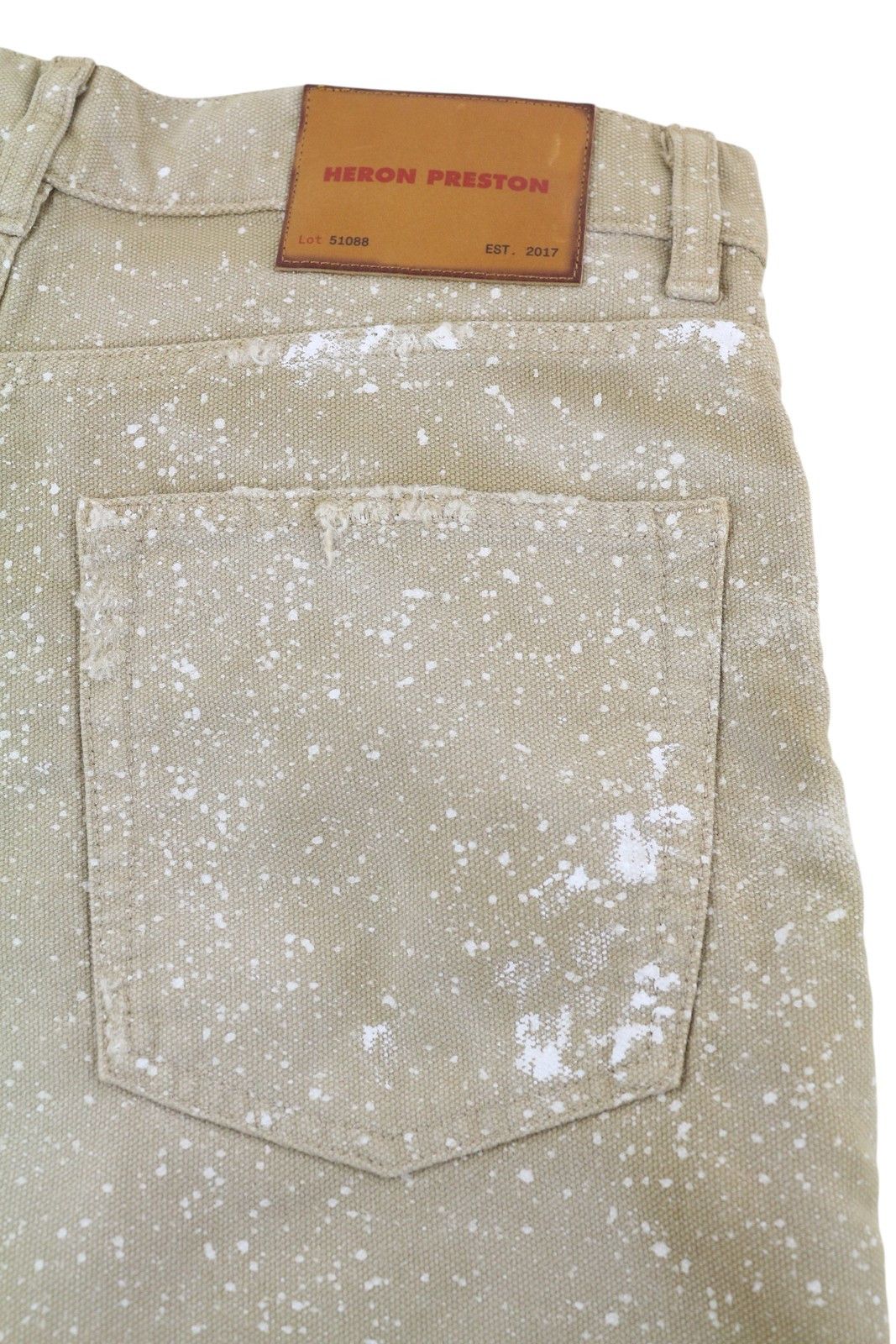 Heron Preston M Denim Beige Distress Painted Casual Shorts 84391 Size US 32 / EU 48 - 5 Thumbnail