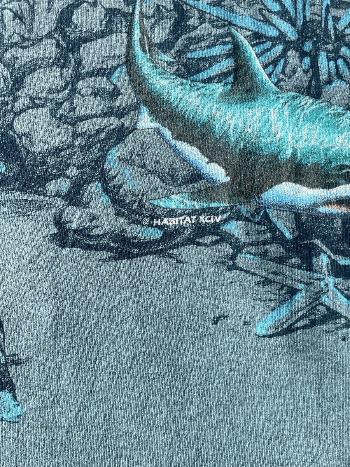 Habitat 90s Vintage Habitat Shark Whale Ocean Wildlife Map T-Shirt Size US XL / EU 56 / 4 - 3 Thumbnail
