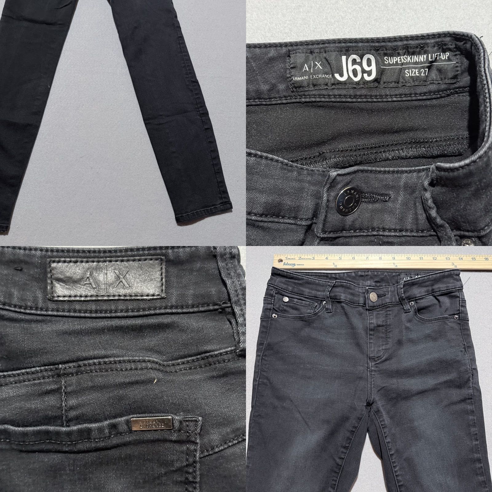 Armani Exchange Armani Exchange J69 Super Skinny Lift Up Jeans Women's Black Denim Low Rise - 27 Size 27" / US 4 / IT 40 - 8 Thumbnail