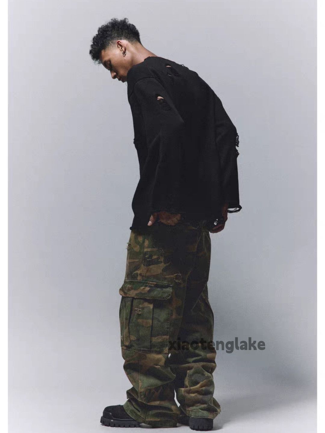 Vintage Utility loose baggy skate hiphop ripped camo pants Size US 32 / EU 48 - 9 Thumbnail