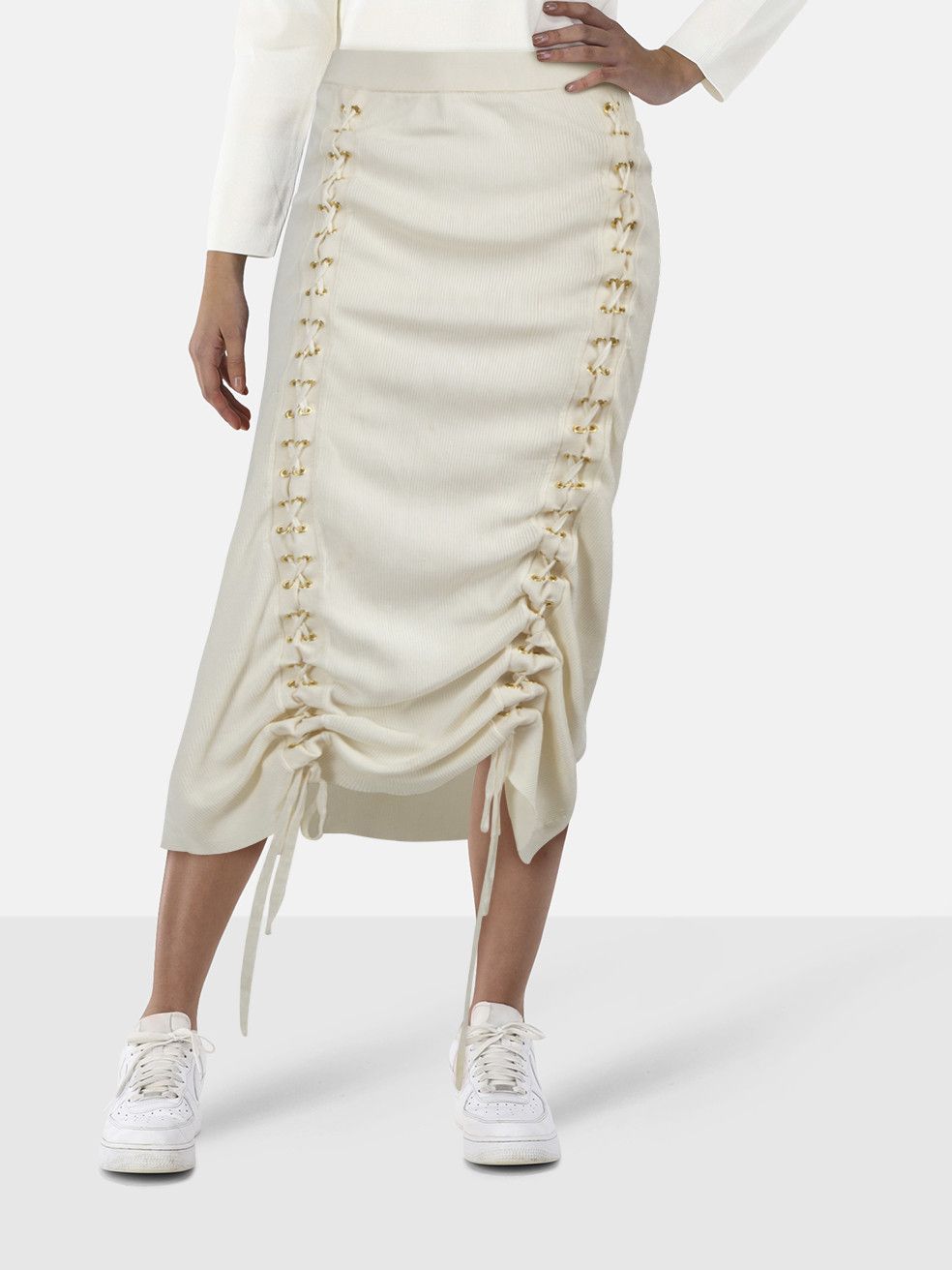 Zimmermann Ecru Ribbed Lace Up Skirt Size 26" / US 2 / IT 38 - 1 Thumbnail