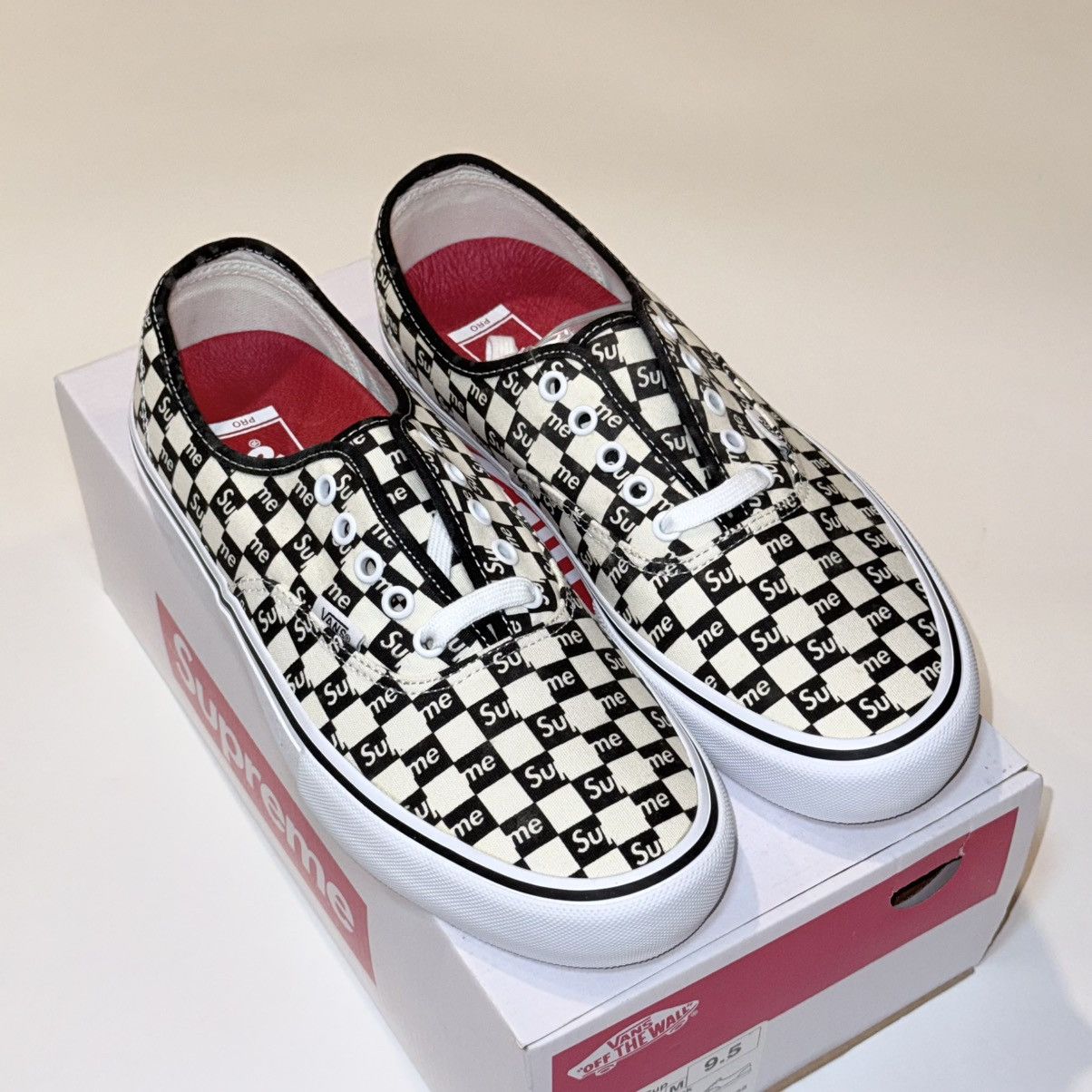 SS16 Supreme x Vans Authentic Black Checkerboard