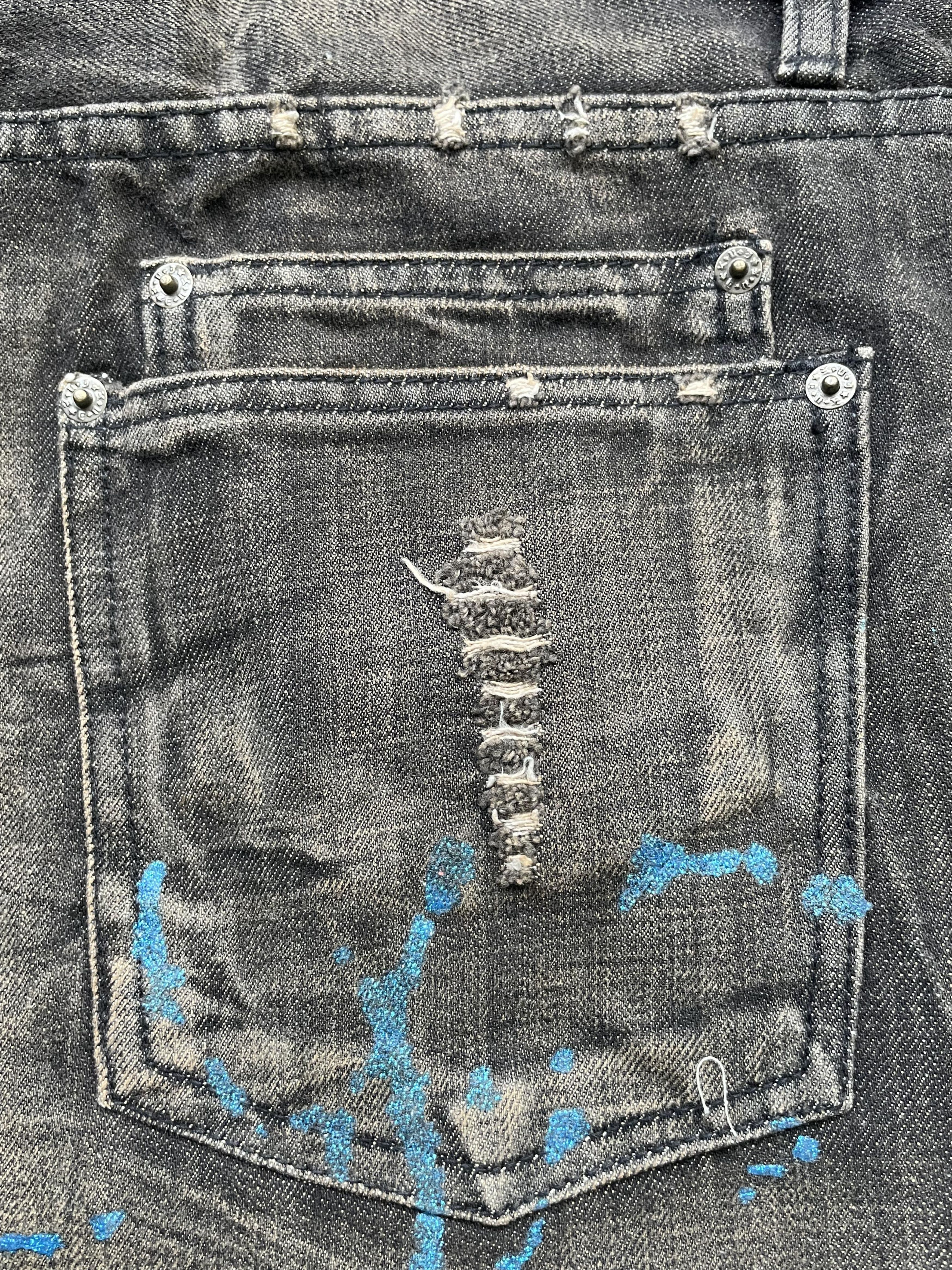 Japanese Brand K.U.I Deadstock Flare Custom Distresed Denim Size US 34 / EU 50 - 9 Thumbnail