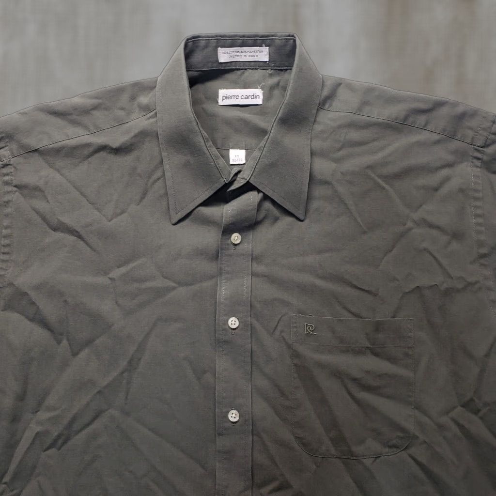 Pierre Cardin Pierre Cardin Dress Shirt Solid Gray Short Sleeve 17 32/33 Adult Men Conservative Casual Shirt Mens Gray 17 in Collar Size 46R - 1 Thumbnail