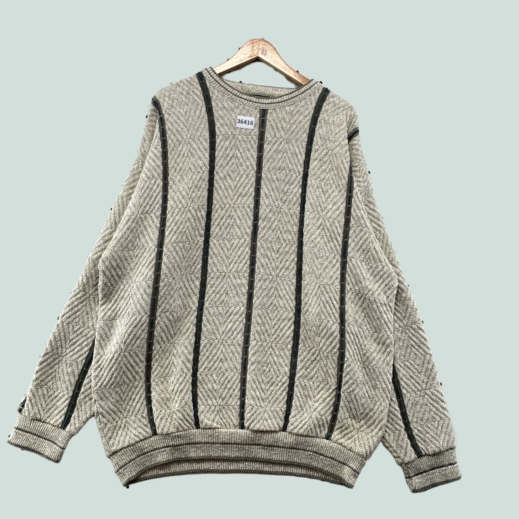 Croft & Barrow VINTAGE Croft & Barrow Sweater Mens XL Beige Striped Made USA Size US XL / EU 56 / 4 - 1 Thumbnail
