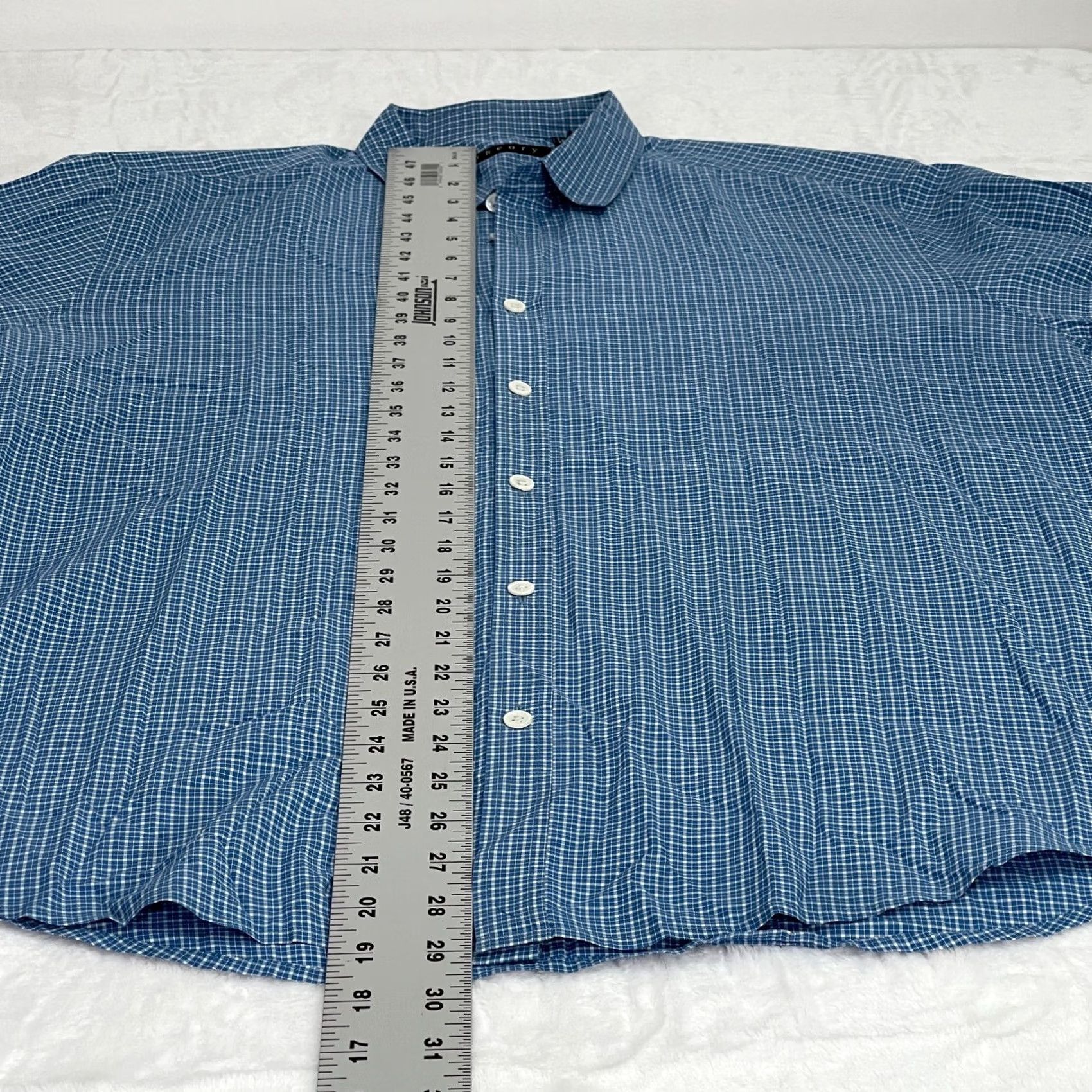 Theory Theory Blue Plaid Button-Up Shirt XL Long Sleeve Cotton Casual Mens Size US XL / EU 56 / 4 - 6 Thumbnail