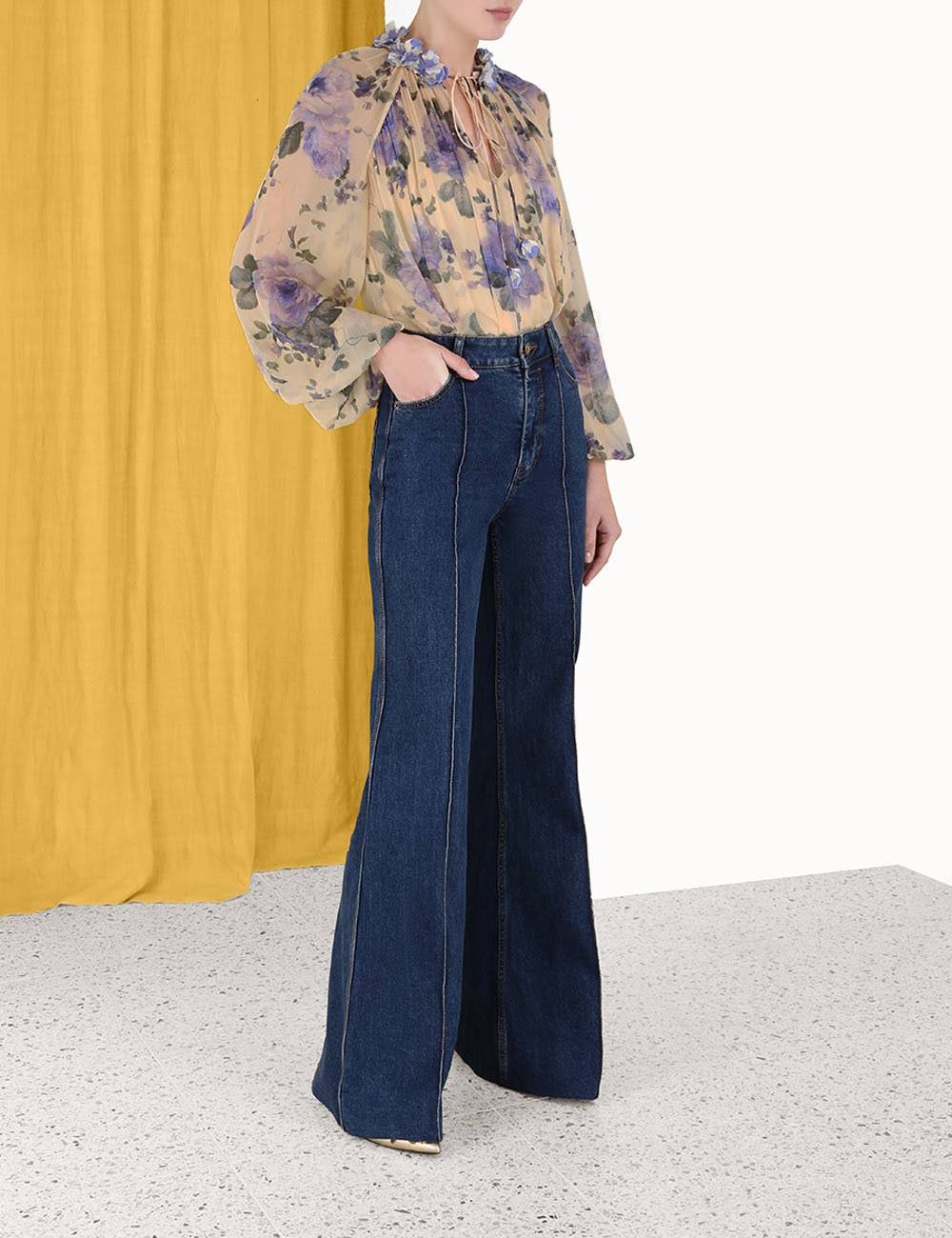 Zimmermann oc11z0225 Lyrical Billow Blouse in Multicolor Size XL / US 12-14 / IT 48-50 - 2 Thumbnail