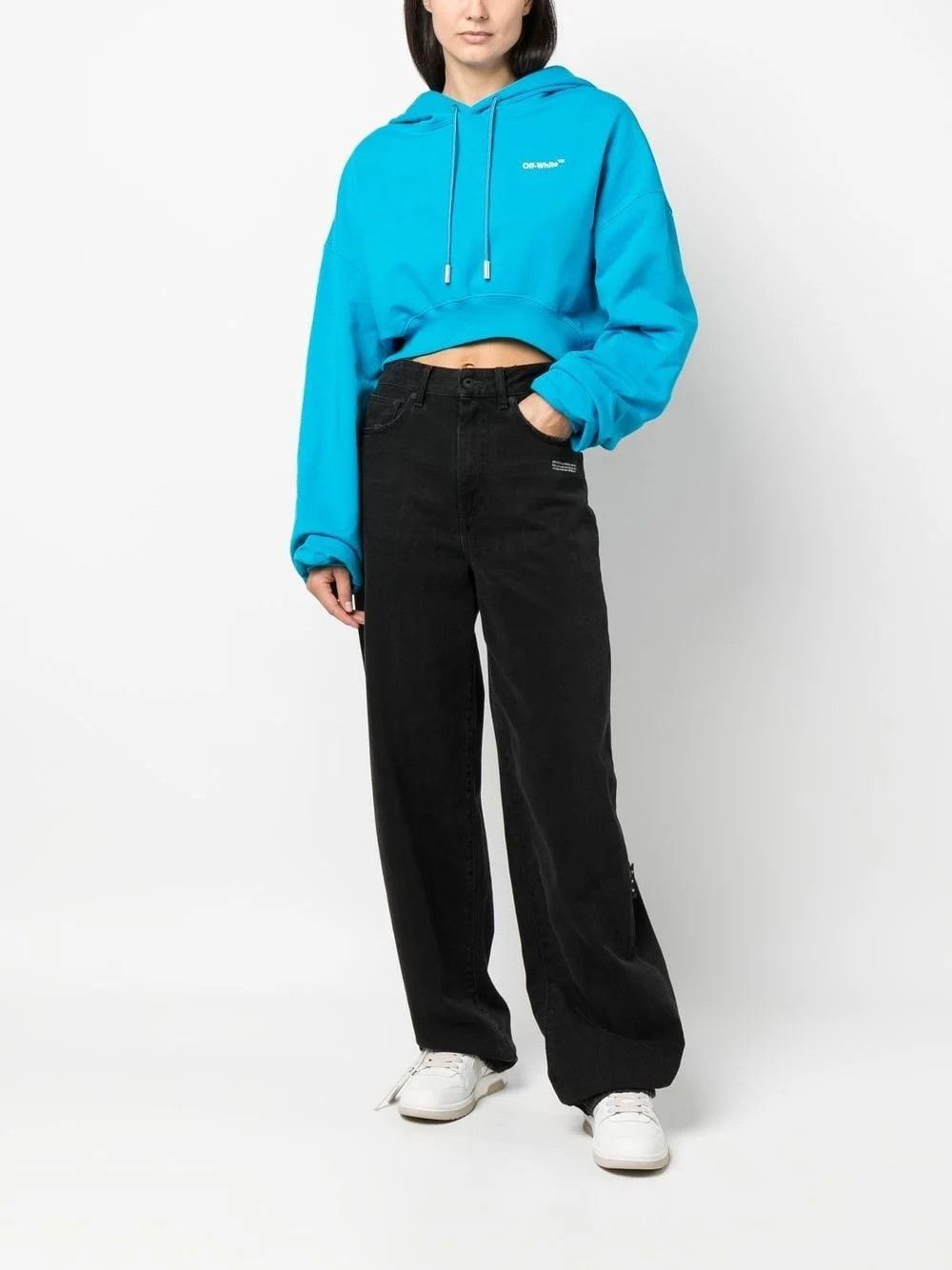 Off-White o1y1225 Logo Hoodie in Turquoise Size M / US 6-8 / IT 42-44 - 5 Thumbnail