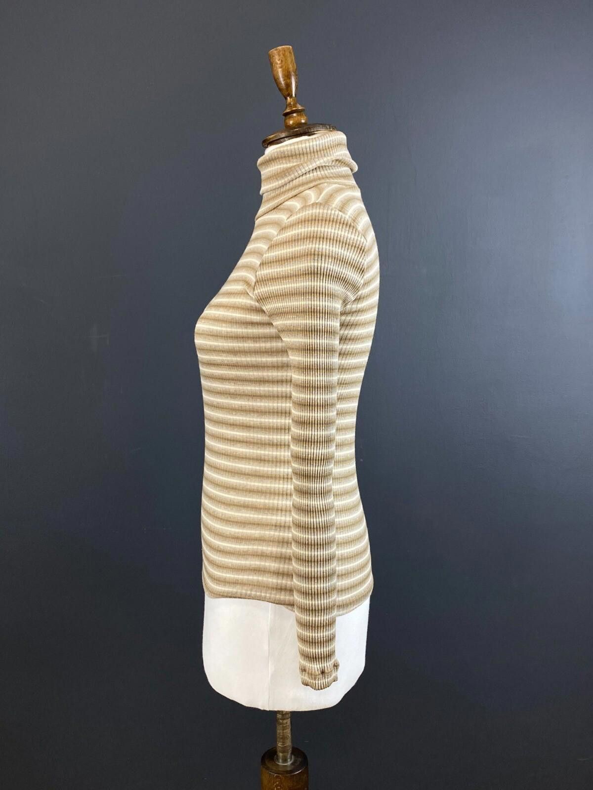 Sonia Rykiel Sonia Rykiel Beige Striped Turtle Neck Knit Sweater Size S Size S / US 4 / IT 40 - 7 Thumbnail