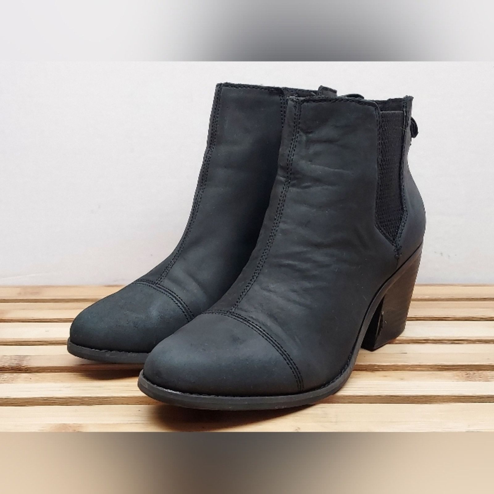 Toms TOMS Womens Black Everly Leather Pull On Ankle Boots Size 9 Size US 9 / IT 39 - 2 Thumbnail