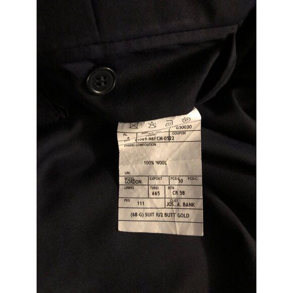 Jos. A. Bank jos.a.bank men's navy 100%wool dress pants size: 37/31 Size 36R - 6 Thumbnail