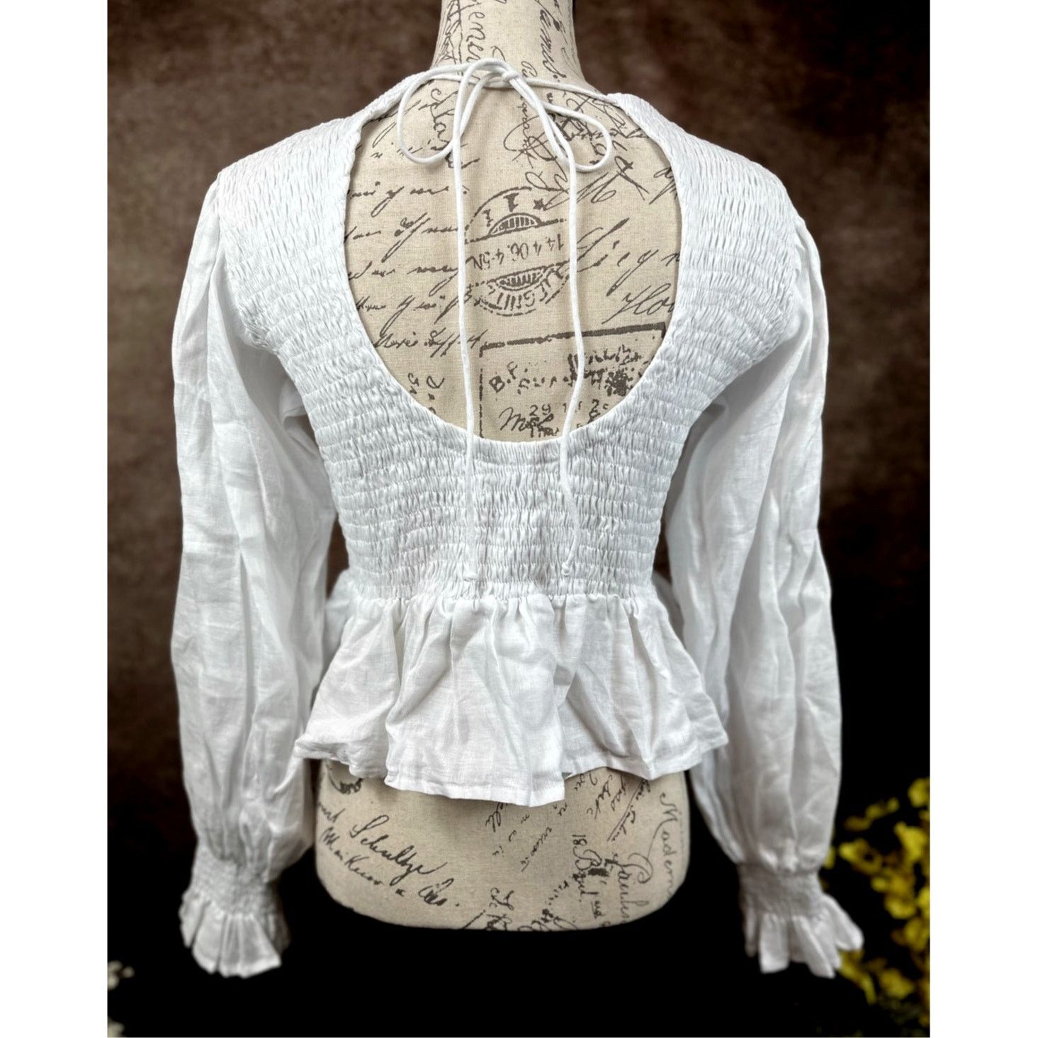 FAITHFULL Faithfull The Brand Savita Linen Open Back Top White size 4 Size S / US 4 / IT 40 - 9 Thumbnail