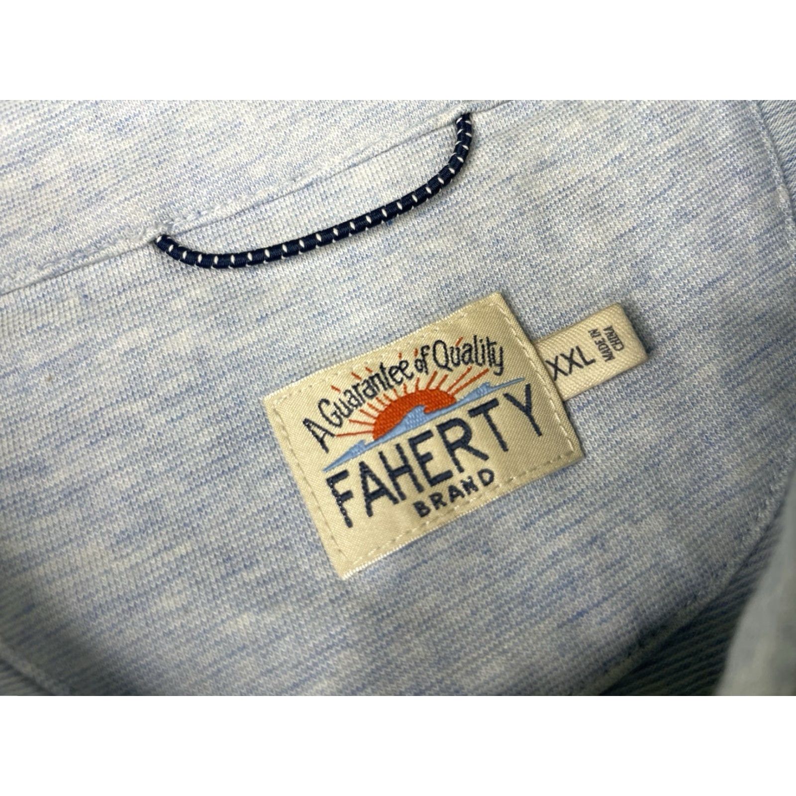 Faherty Faherty Polo Shirt XXL Blue Cotton Polo Shirt Mens Button-Down Collar Short Sleeve Regular Fit Outdoor All Seasons Casual Size US XXL / EU 58 / 5 - 3 Thumbnail